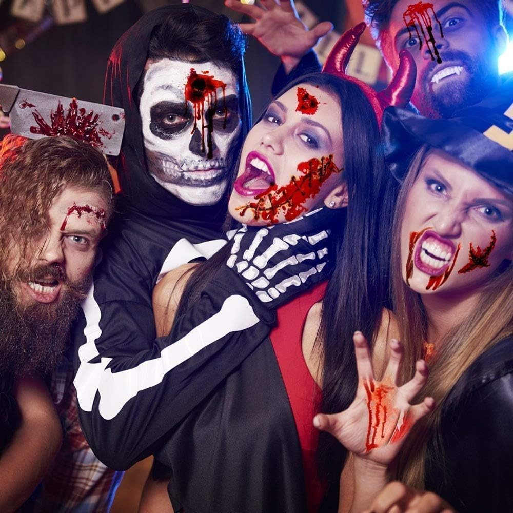 Halloween Scars Tattoos Xllree Bloody Scar with Fake Blood Costume Makeup Halloween Decorations Party Favor image number 1