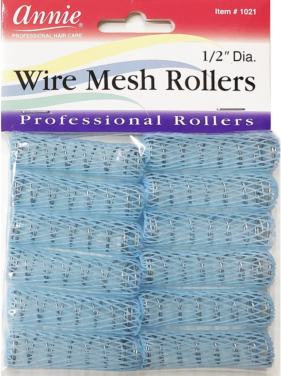 Annie Wire Mesh Rollers #1021, 12 Count Blue X-Small 1/2 Inch (2 Pack) image number 1