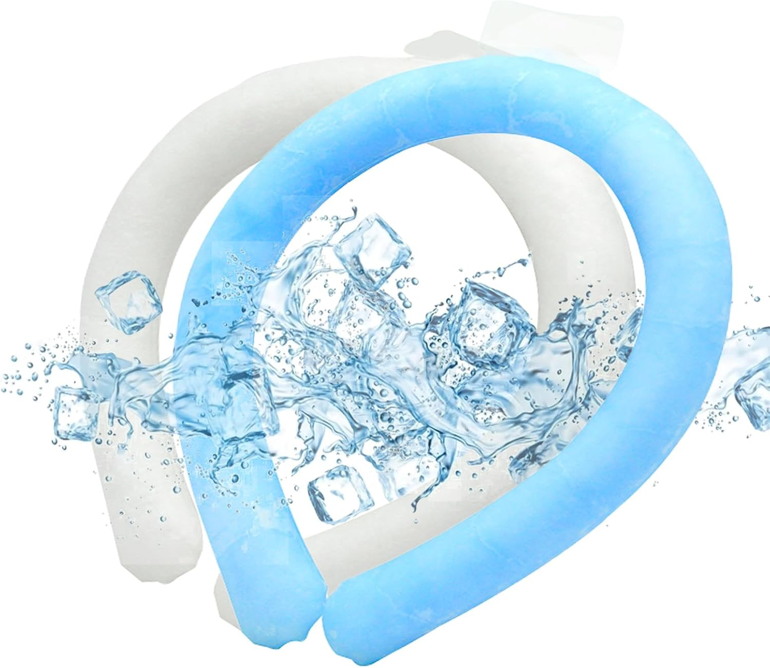 Neck Cooling Tube,2 PCS Pack with Carry Bag,Reusable Ice Pack,Neck Coolers for Hot Weather,Ice Ring for Summer Heat,Personal Cooling Device,Ideal for Sports,Outdoor Activities (Light Blue+White) image number 5