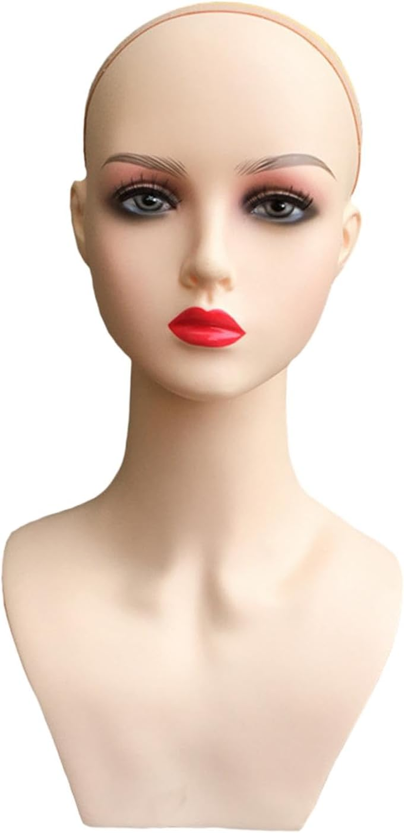 Eigell Female Wig Head Mannequin with Shoulder Smooth Durable Multifunctional Wig Display Model Manikin for Wigs Making Styling Earrings Hairpieces, Style A - Style B image number 7