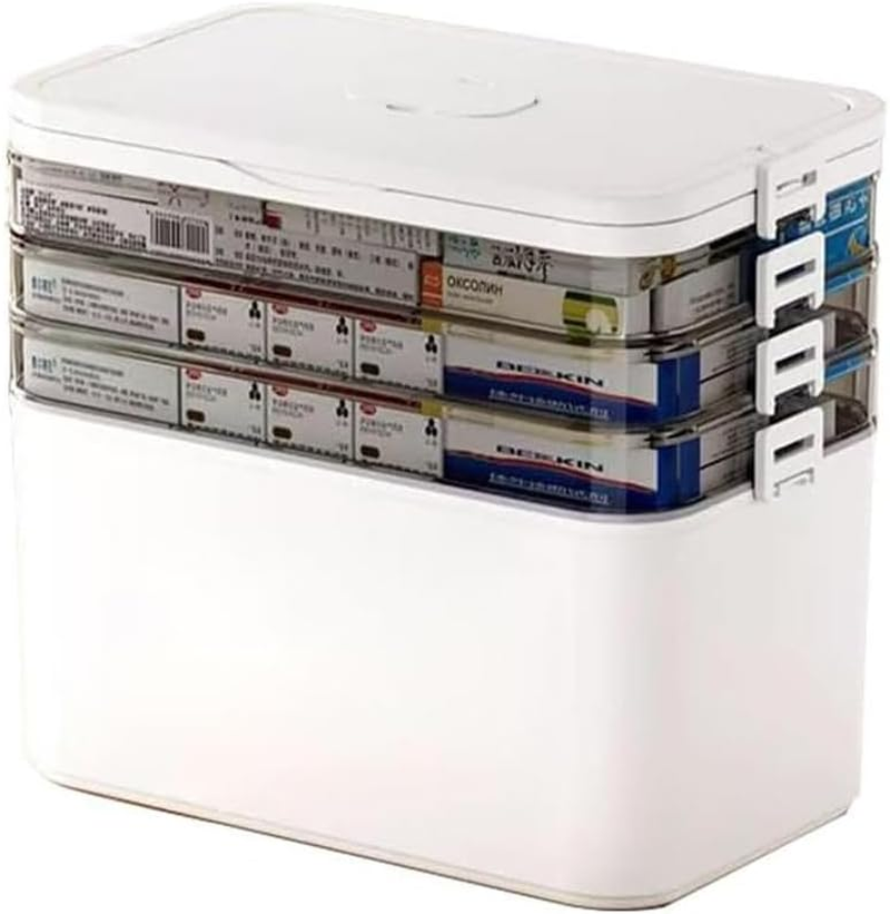 4-Tier Portable Medicine Storage Box &ndash; Large First Aid Organizer with Handle & Adjustable Compartments &ndash; Stackable Medical Supply Case for Home, Travel & Emergency (White, 16.5 &times; 27.5 &times; 30 CM) image number 6