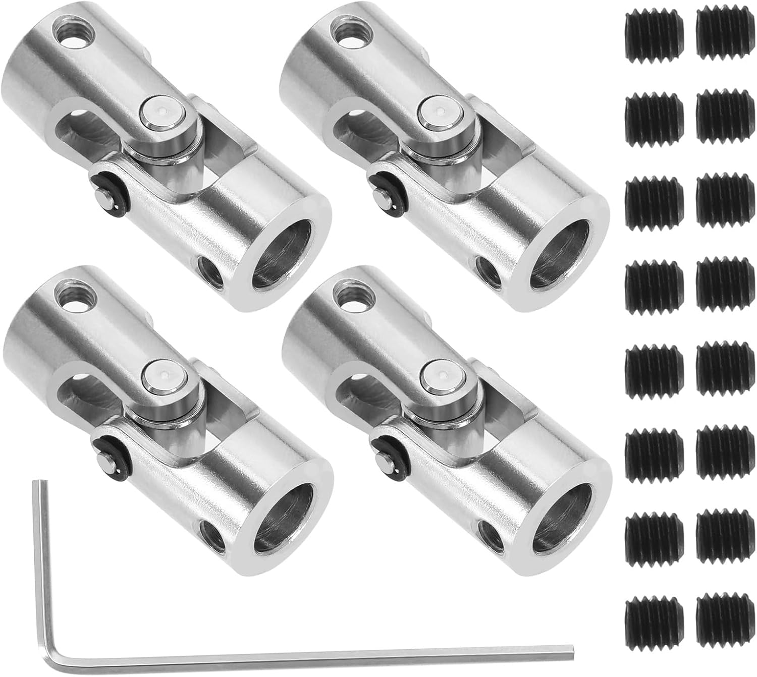 Emagtech 4Pcs 8Mm to 8Mm Metal Shaft Coupling Universal Joint Shaft Coupling Flexible Coupling Connector Accessories for Model Car Ships Robots image number 6