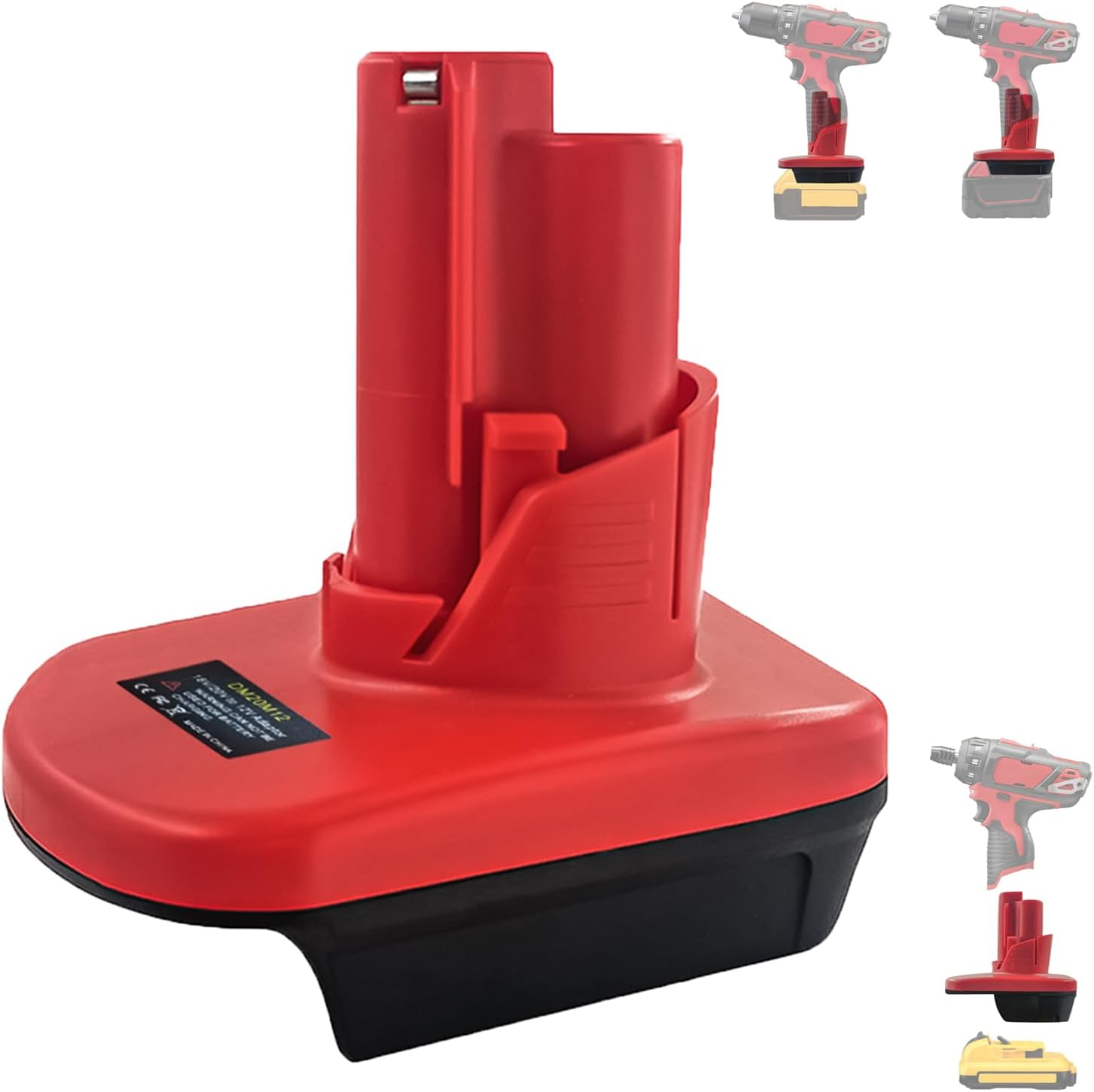 For Milwaukee M18 to M12 Battery Adapter, Also for Dewalt 20V to for Milwauke M12 12V Battery Converter, Work with for Milwaukee 12V M12 Power Tools image number 4