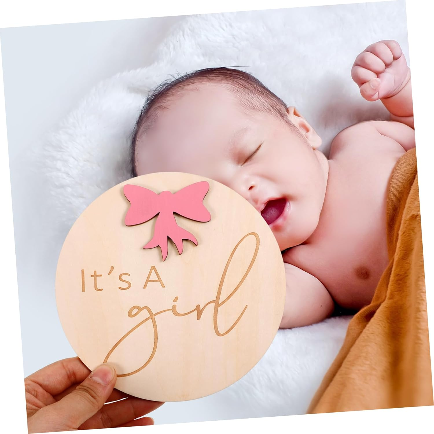 Healifty Wooden Birth Announcement Sign Rustic Milestone Photo Prop for Newborns for Photography Name Weight and Month Sign for Showers and Celebrations image number 3