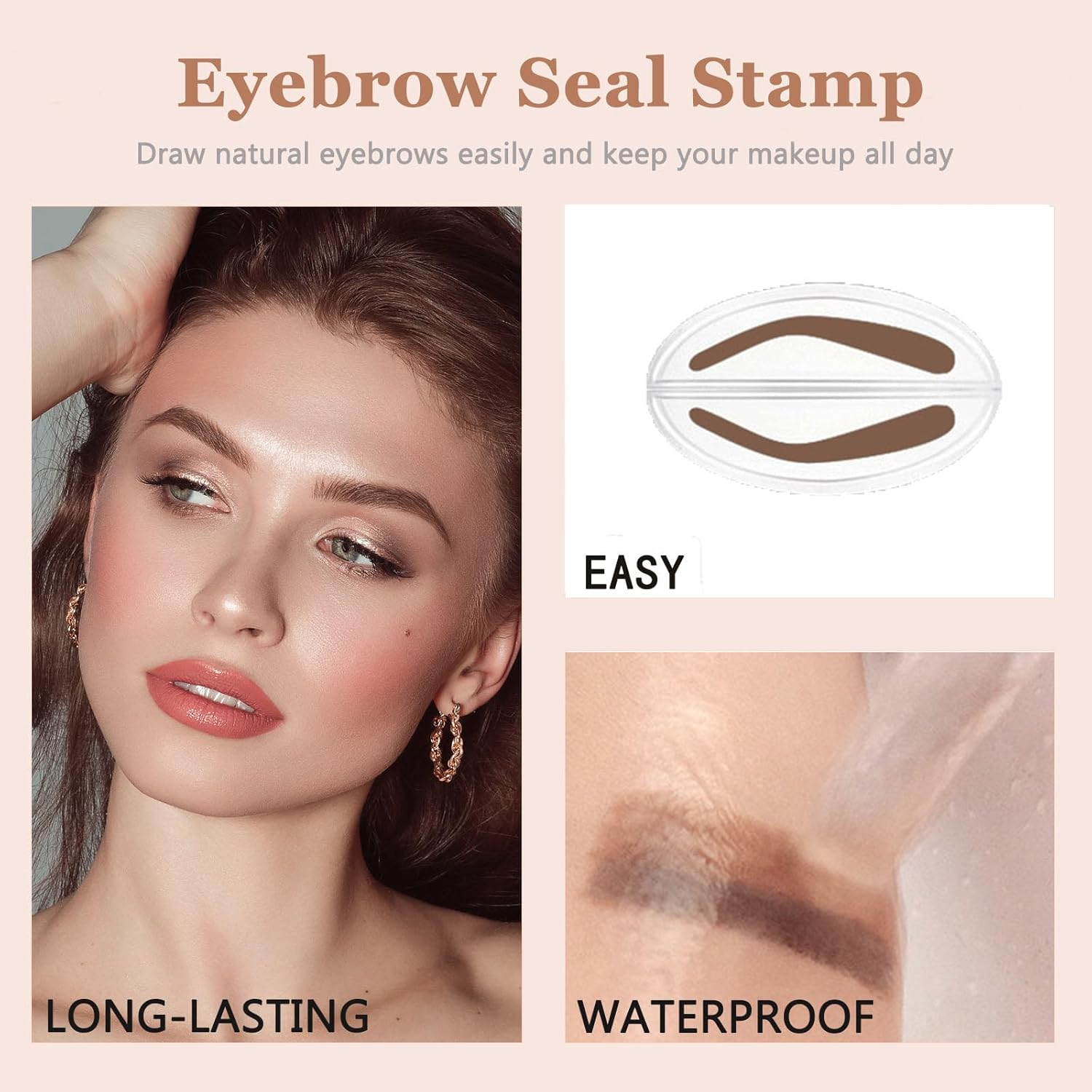 Wimode Eyebrow Seal Stamp Powder Waterproof Eyebrow Powder Filler to Shape Natural Eyebrows in Seconds Eye Brow Definer Kit for Makeup Beginner image number 2