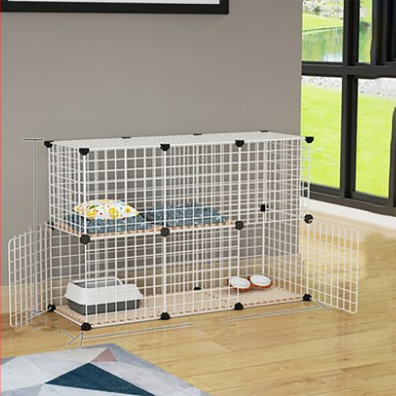 AUKO DIY Cat Cage, Detachable Metal Wire Large Kitten Enclosure with Ladder, Indoor Outdoor Kennels Playpen, Crate Large Exercise Place (White 75X109X75Cm) image number 3