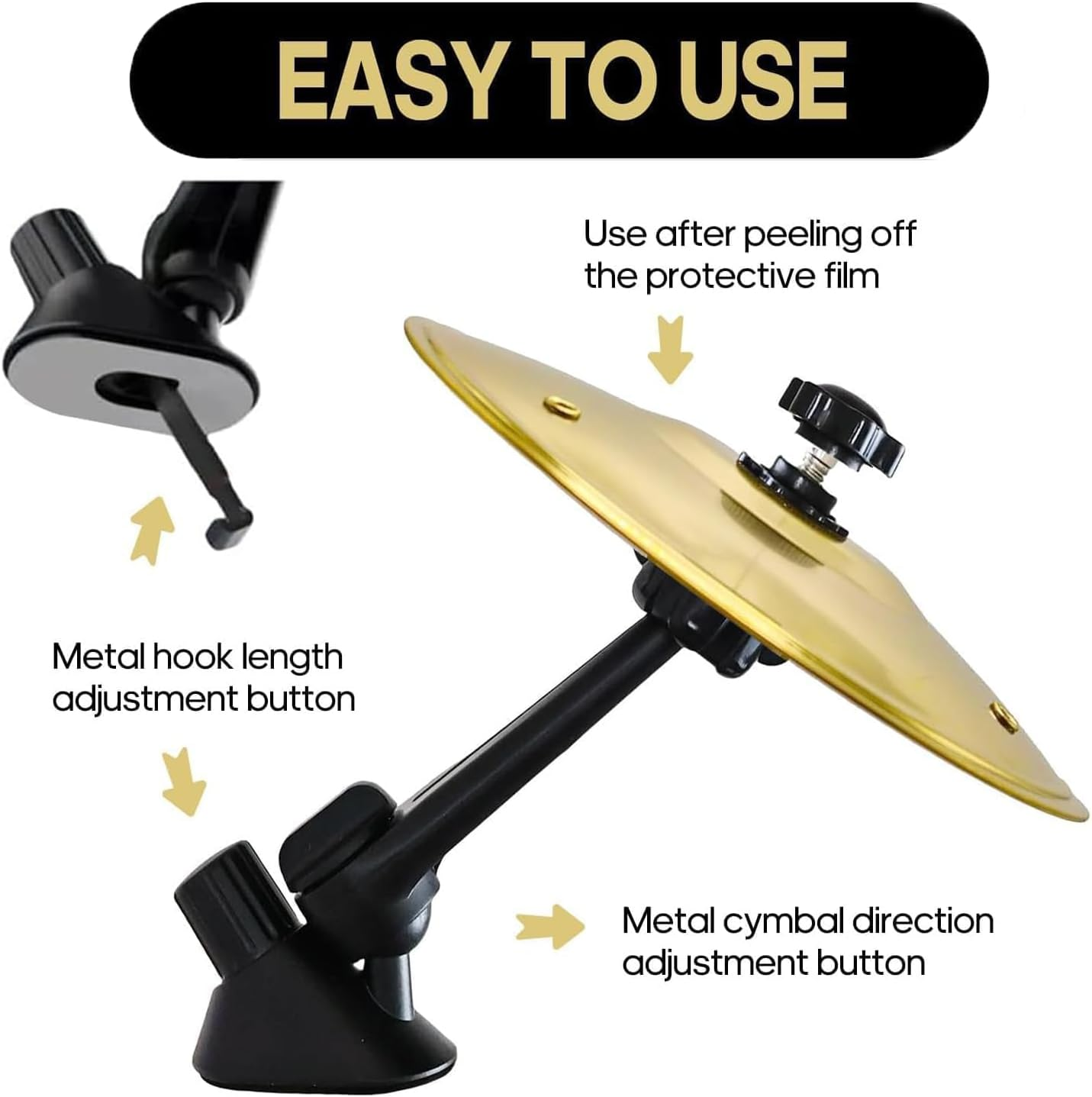 1PCS Car Cymbal Air Vent Clip, Mini Crash Drum Cymbal Ornament That Vibrates with Airflow, Funny Novelty Musical Dashboard Decor for All Car Models image number 2