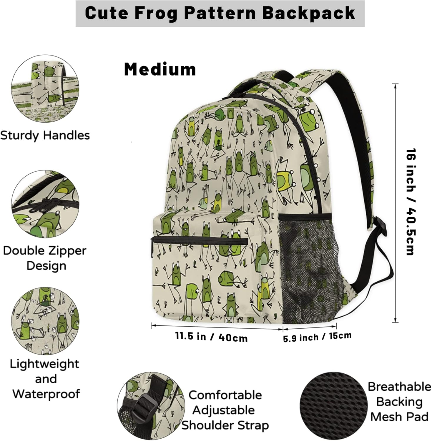 Tropicallife White Flower Pattern Backpack Lightweight Waterproof Rucksacknational Plant School Bags for Girls Boys Durable Canvas Casual Dayback with Double Mesh Side Pockets, Multi, L image number 3