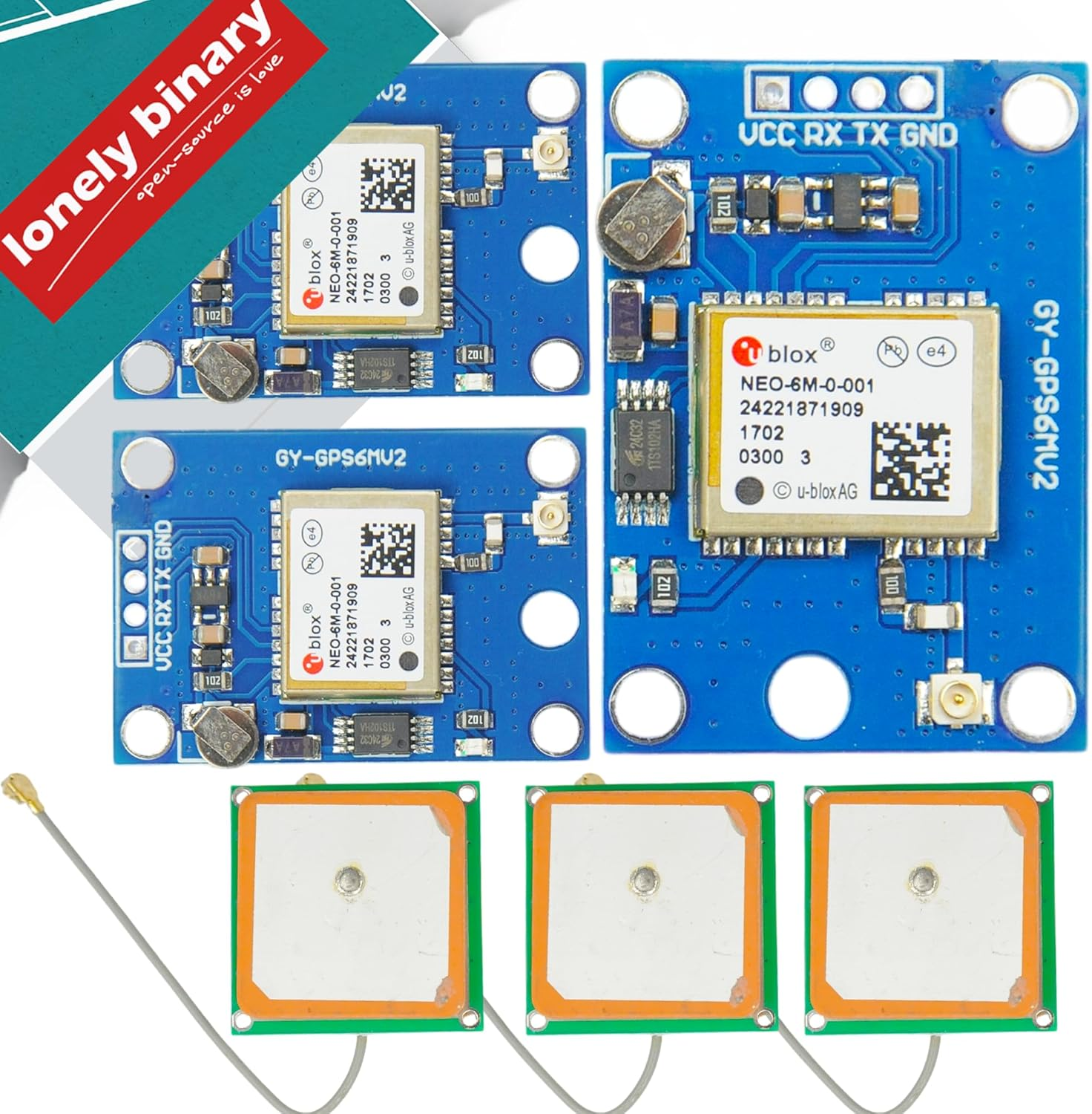 Pack of 3 NEO-6M GPS Module High-Precision GPS Modules with Antennas for Arduino, Raspberry Pi, and ESP32 Iot Projects
