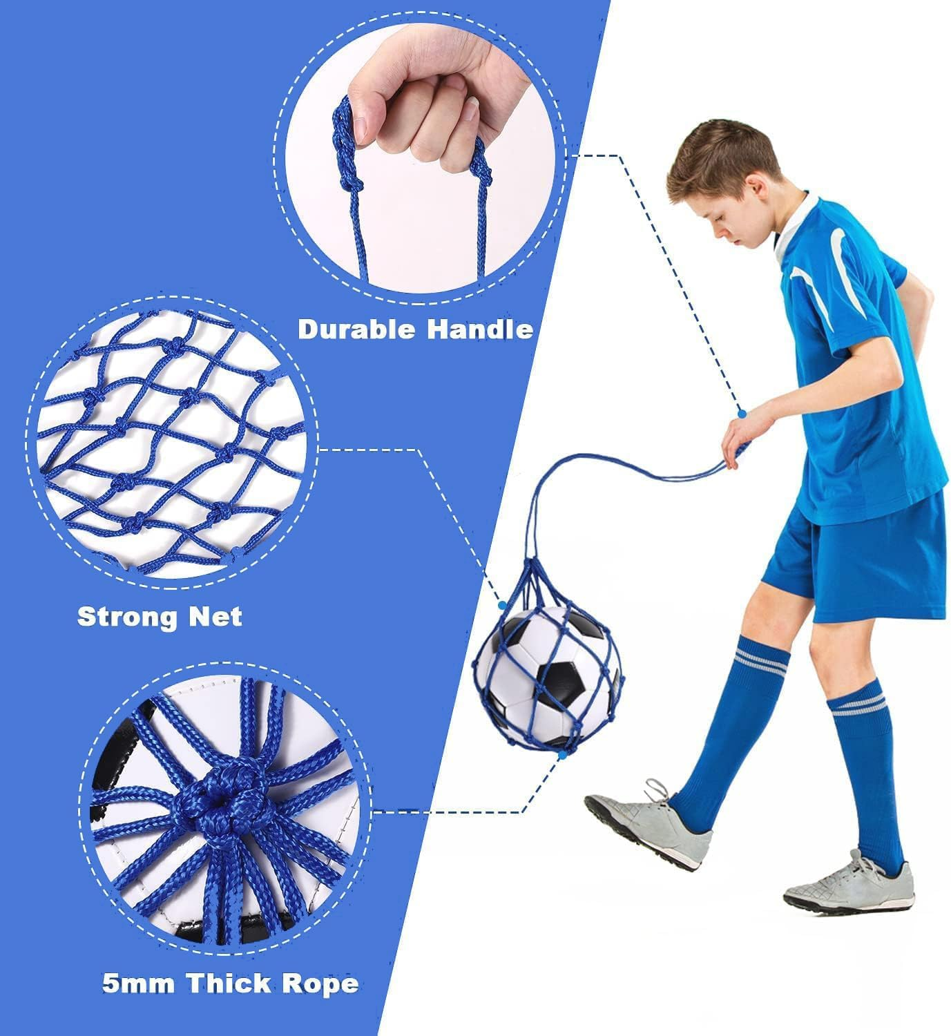 Wzenclave Ball Net Bag Soccer Training Equipment Adjustable Mesh Soccer Ball Bag Drawstring Closure Football Volleyball Storage Ball Carrier Multifunctional Sports Ball Holder for Outdoor Sports image number 5