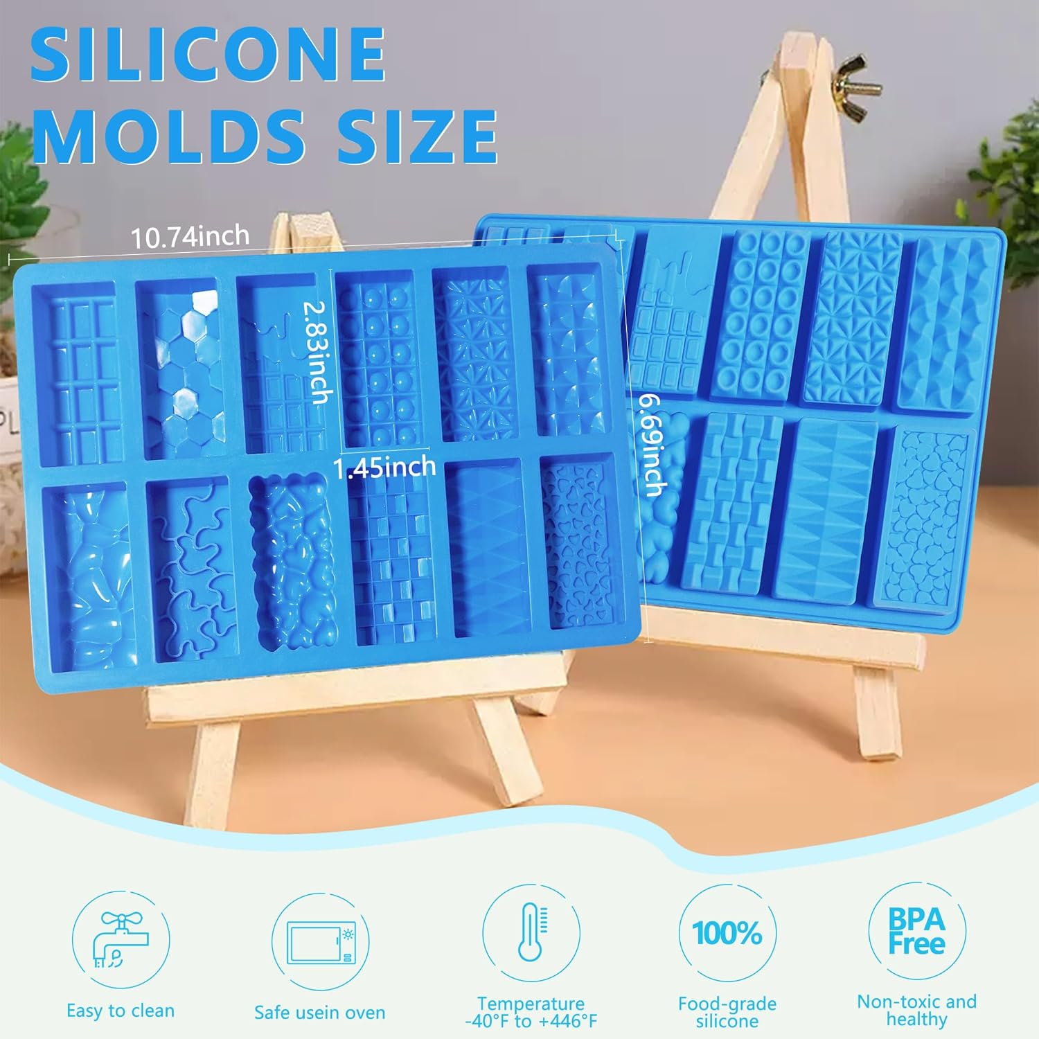 2025New Deep Small Chocolate Bar Mold for Mini Dubai, 2Pcs Candy Silicone Molds for Dubai Pistachio image number 4