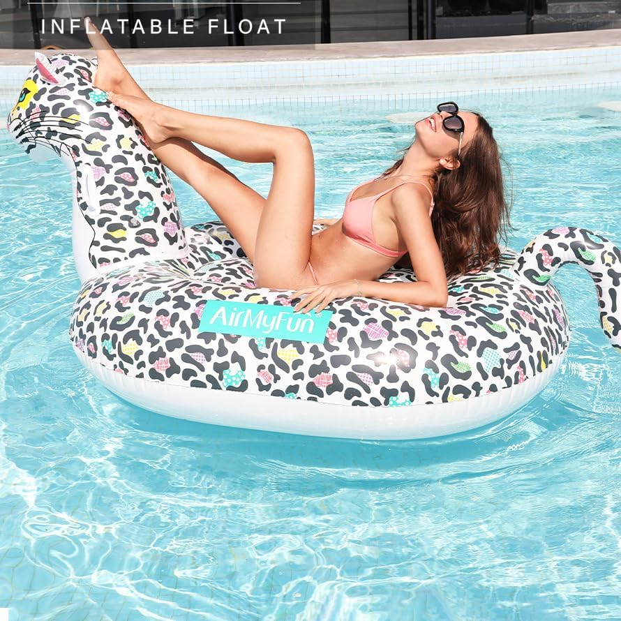 Giant Inflatable Leopard Pool Float with Fast Valves Summer Beach Swimming Pool Floatie Lounge Floating Raft Party Decorations Toys for Adults Kids image number 3