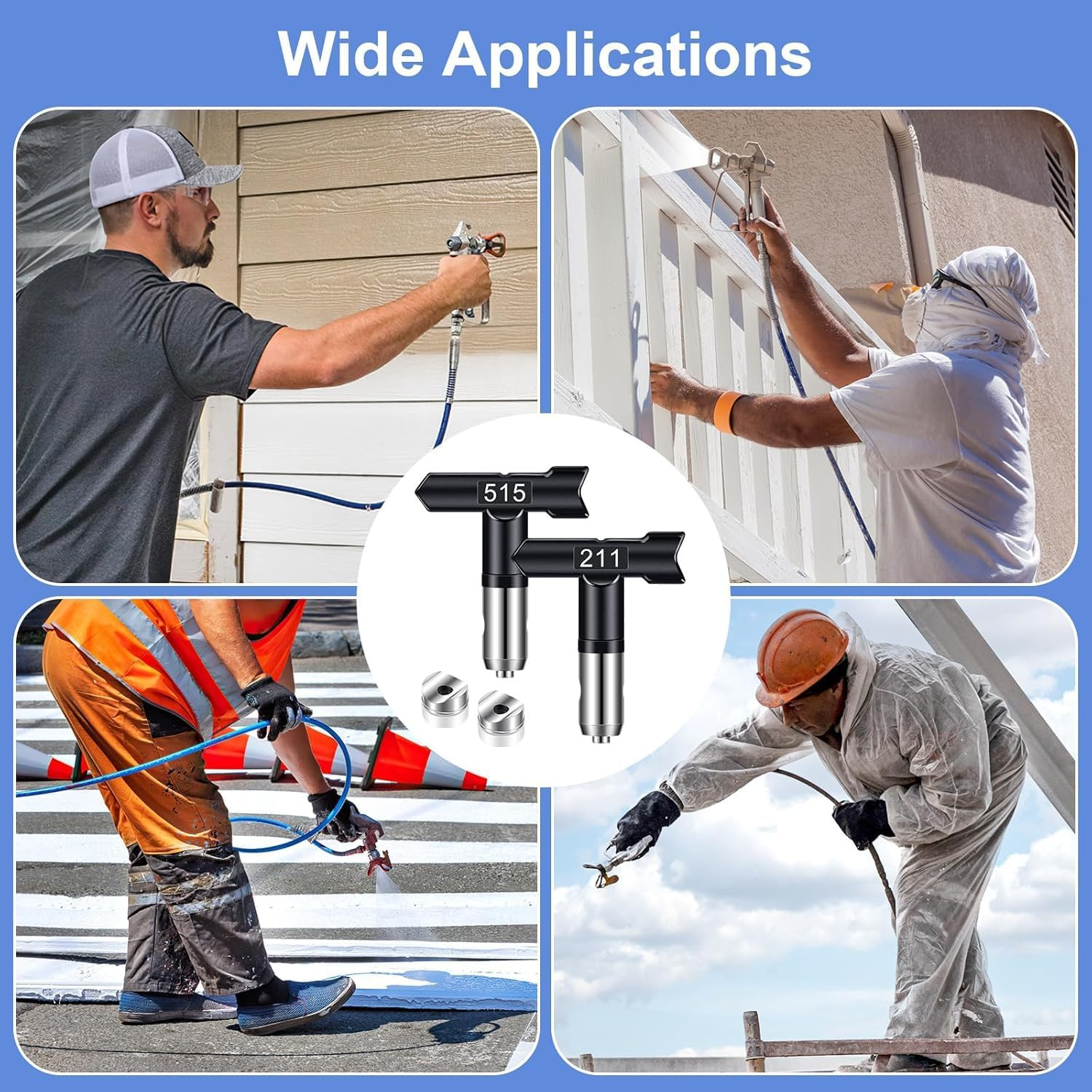 Spray Tips, 6Pcs Airless Paint Sprayer Tips Reversible Spray Tips for Airless Paint Sprayer Machine Spray Paint Nozzles for Airless Paint Spray Guns House Painting DIY (211 313 415 515 517 623) image number 6