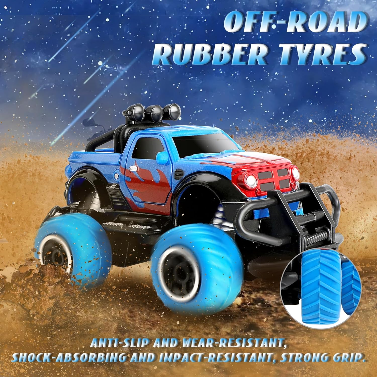 ZCOINS Blue Mini RC Remote Control Cars Toy 1:43 Scale for Kids Boys Girls, Small Truck Radio Controlled off Road Vehicle Racing Car for Outdoor Indoor Christmas Birthday Gifts Present image number 1