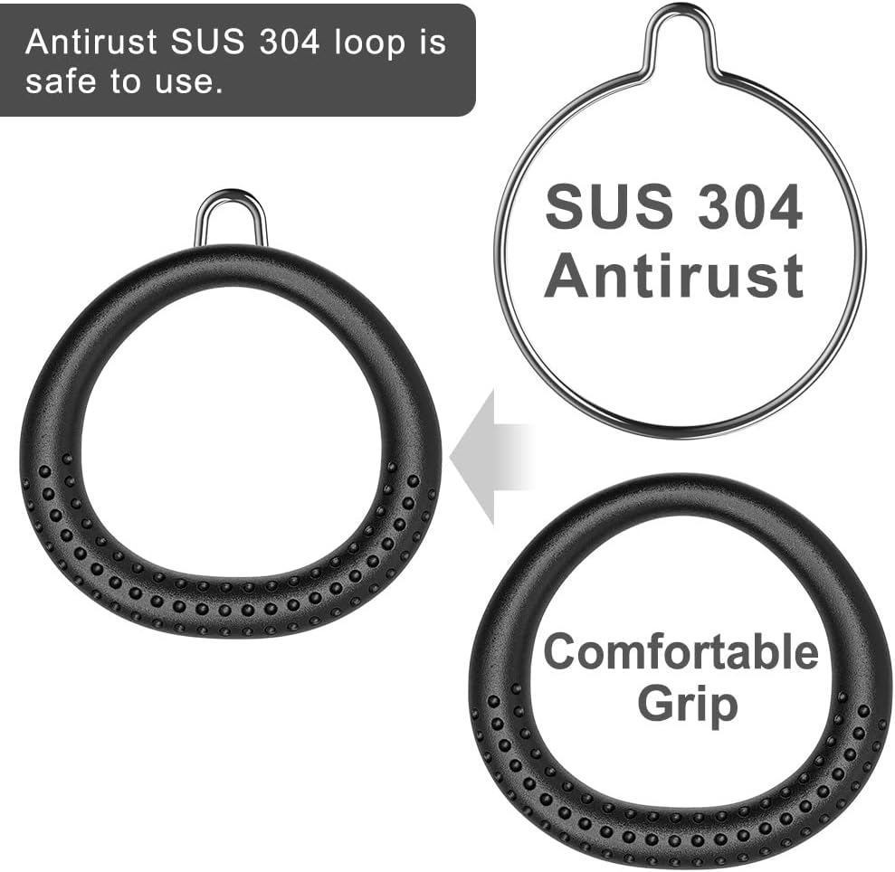 Dolibest 2PCS round Trapeze Swing Bar Rings with Carabiners, Swingset Accessories Outdoor for Ninja Swing Set Accessories Monkey Ring, Obstacle Ring Swing Toys Set for Kids Black