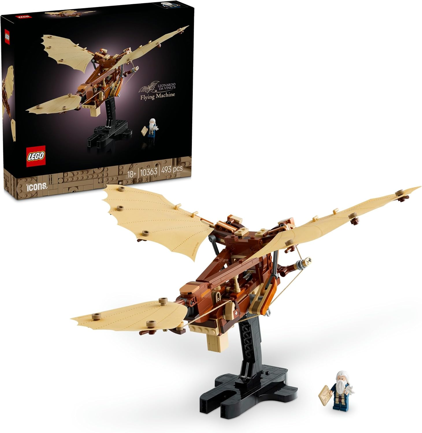 LEGO Icons Leonardo Da Vinci&rsquo;S Flying Machine Model Kit for Adults, Office or Home Room Decor Building Set, 3D Puzzle for Men and Women Who Love History 10363 image number 1