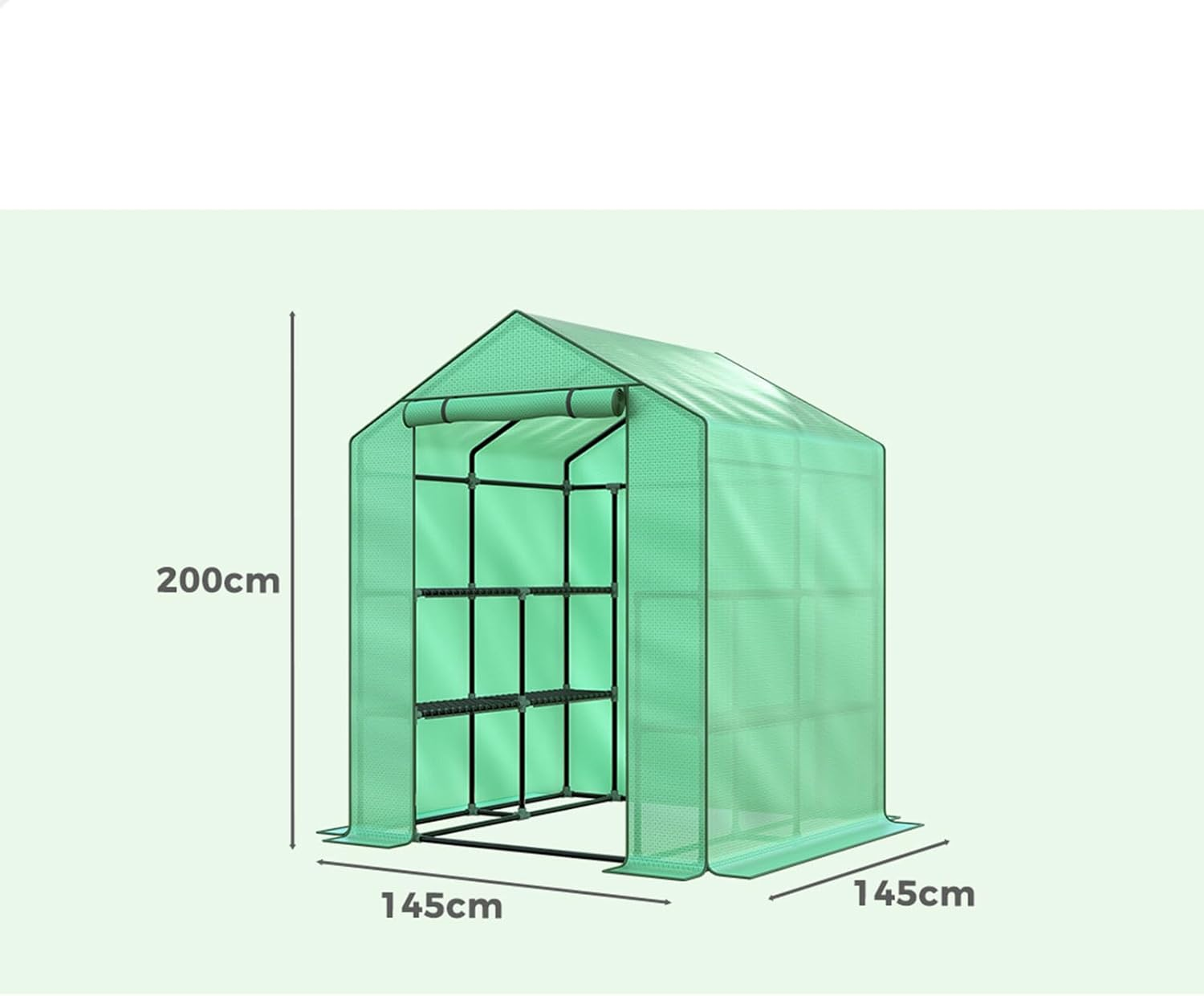 ALFORDSON Greenhouse Garden Shed 1.45X1.45X2M, Walk-In Tunnel Green House with Storage Rack, Steel Frame Grow Tent for Gardening Plants Flowers image number 1