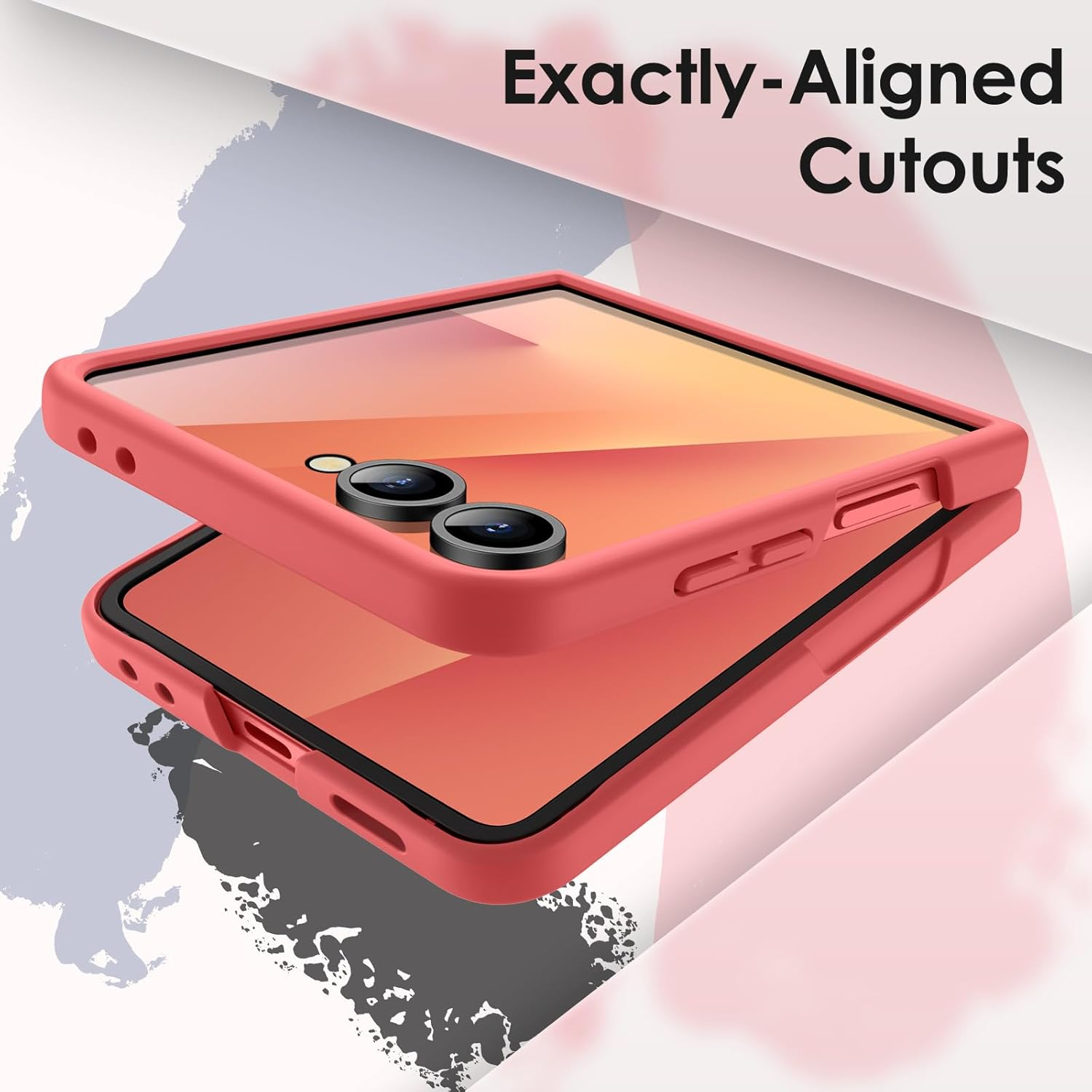 Jetech Case for Samsung Galaxy Z Flip 7 2025 with Ring, Hard PC Slim Shockproof Anti-Scratch Protective Phone Cover (Coralred)