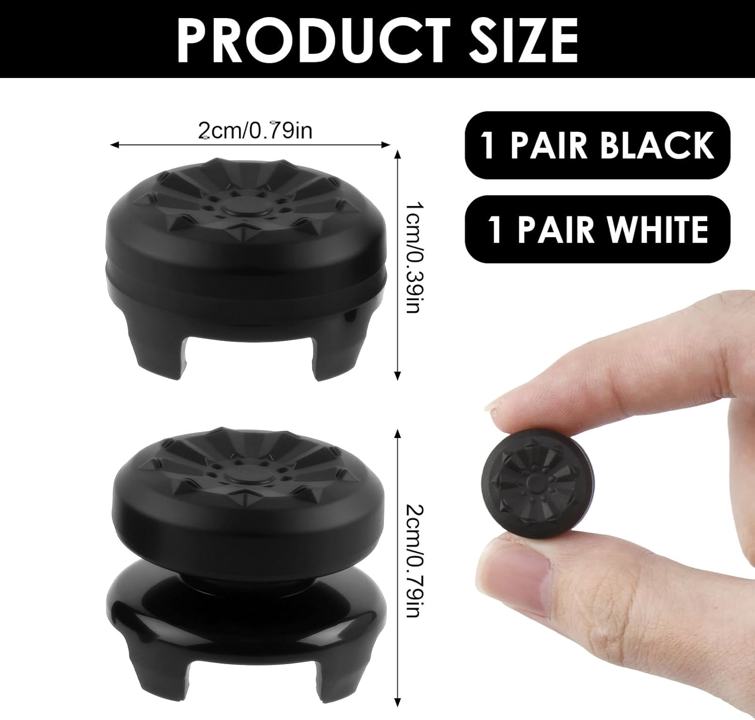 Textured PS5 Thumb Grips Controller Cover - 2 Pairs Black & White Non-Slip Silicone Joystick Caps Compatible with PS5/PS4 Controller Accessories (Improve Grip & Control) image number 2