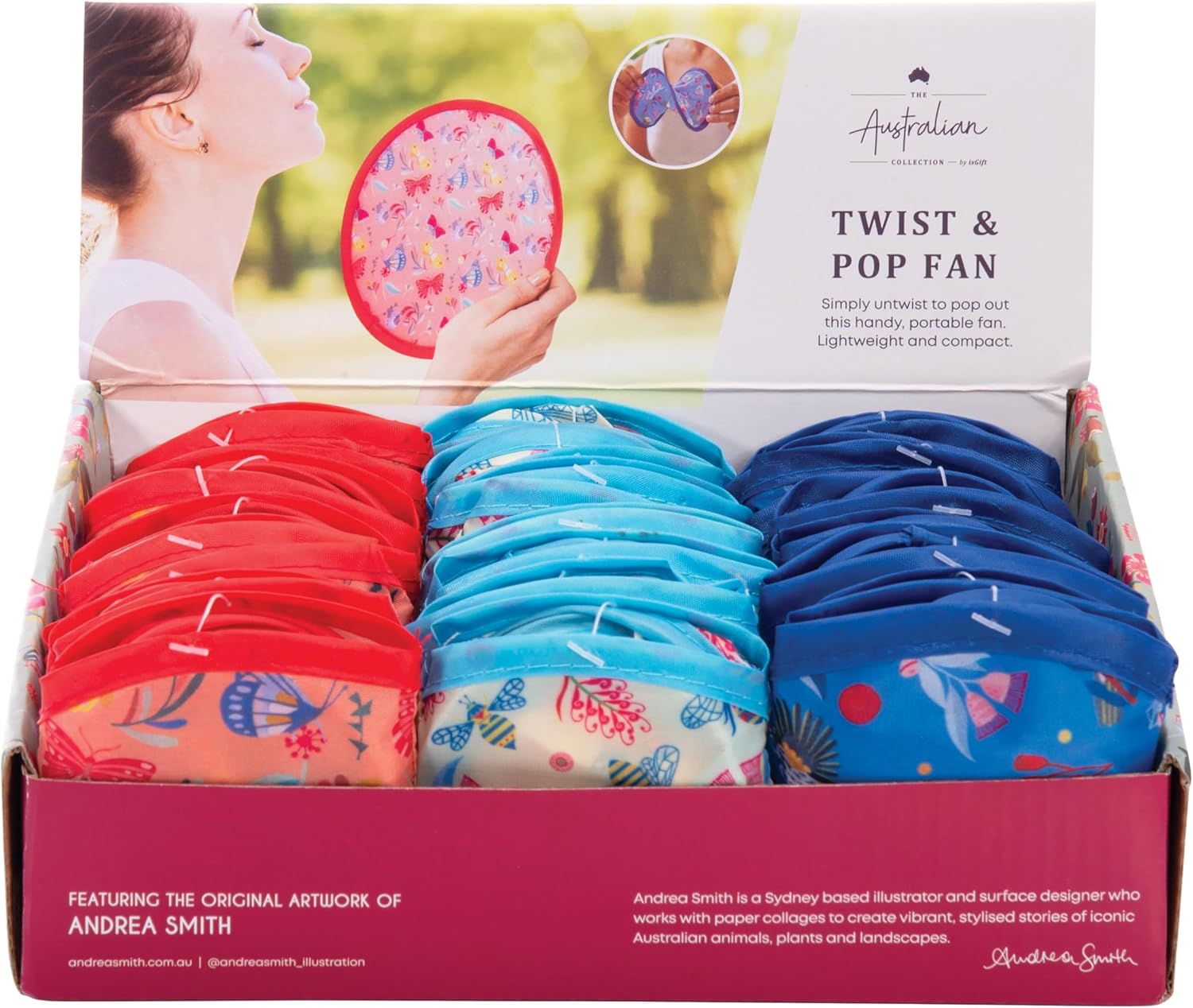 IS Gift Australian Collection Andrea Smith Twist 'N' Pop Fan, Assorted Colour image number 3