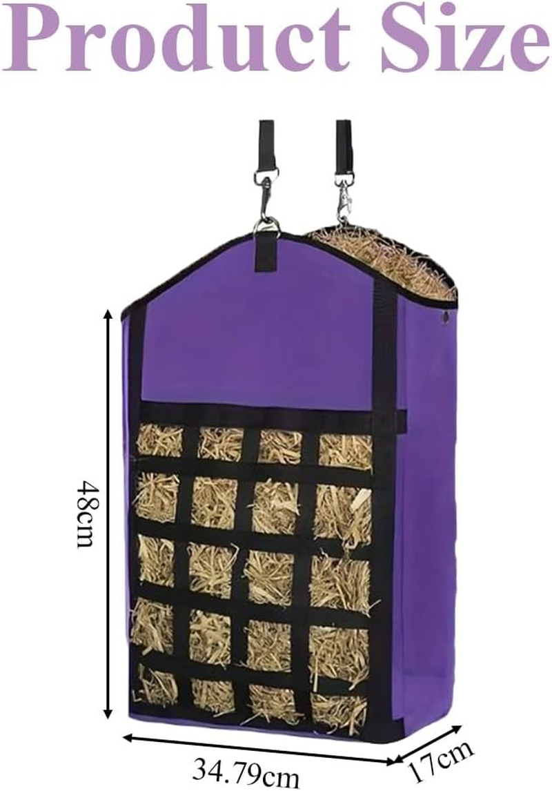 2 Pack Hay Bags,Slow Feeder Hay Bag,Horse Feeding Bag, with Front Hay Nets Design, Easy to Fill and Hang with Large Opening,For Horse, Goat, Donkeys (Purple) image number 3