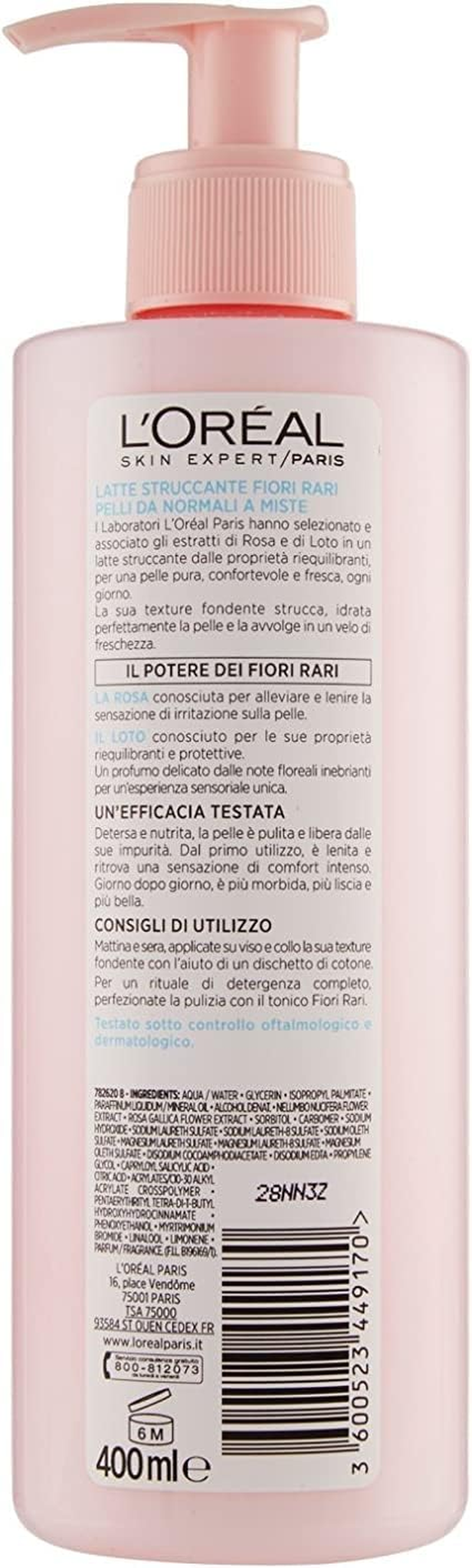 L'OREAL Rare Milk Dry/Sensitive Skin Cleaner Flowers 400 Ml image number 6
