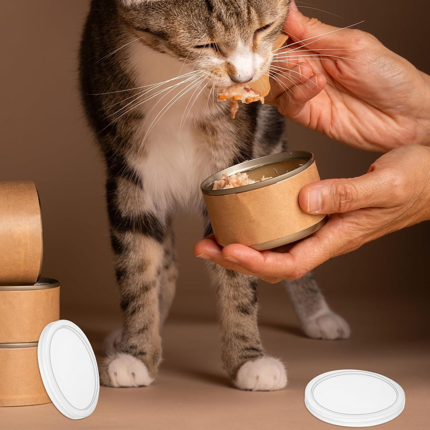 Pack of 12 Lids for Cans, Plastic Can Lids in 3 Different Sizes, Washable Can Closure for 400 G Cans / 800 G Cans, Transparent Can Lids, Cat Food, Dog Food image number 1