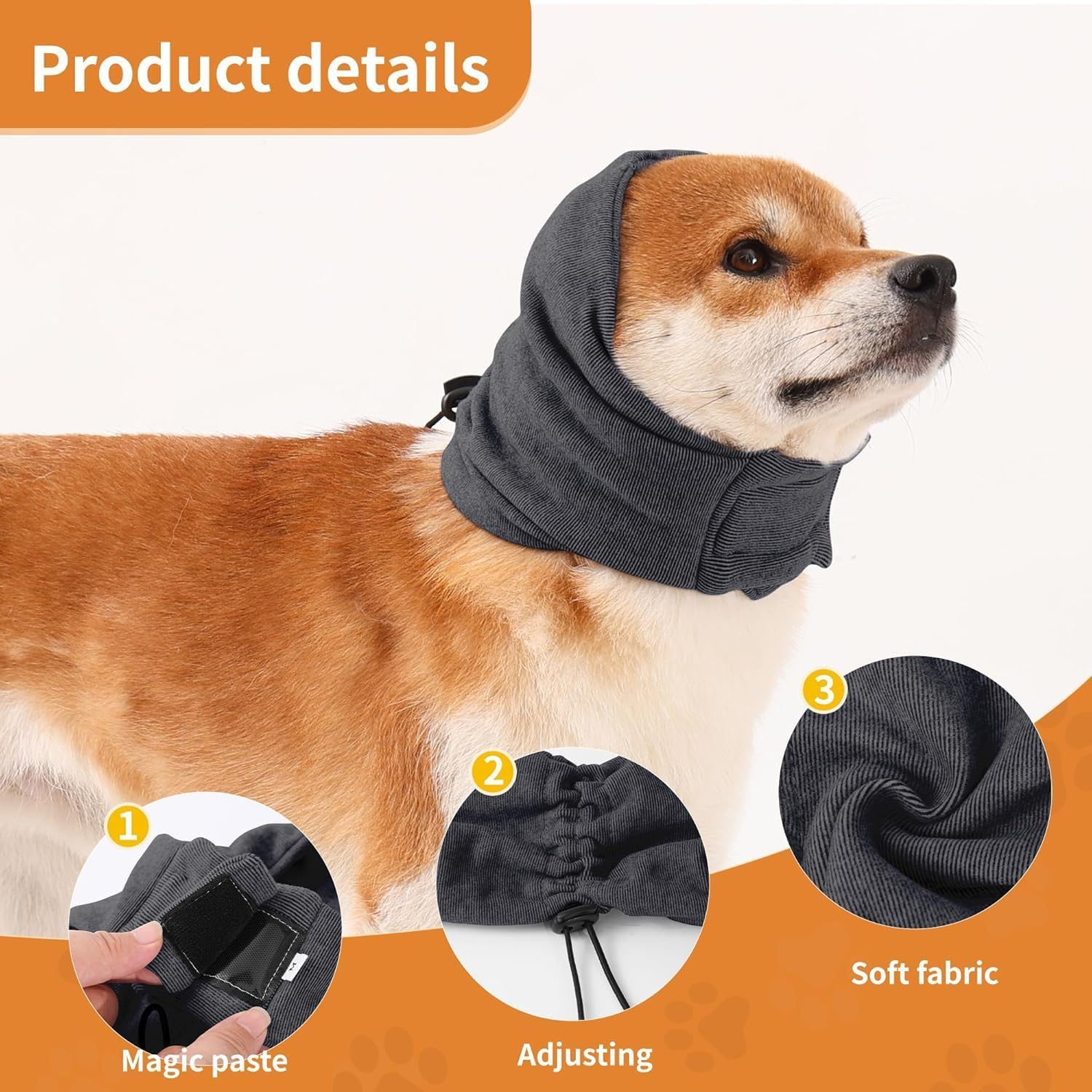 Pet Ear Muffs Noise Protection,Pet Ear Wrap, Dogs Headband for Anxiety Relief, Warm Dog Ears Cover Winter Hat, Dog Ears Covers for Bath ﻿ (Grey, S) image number 1