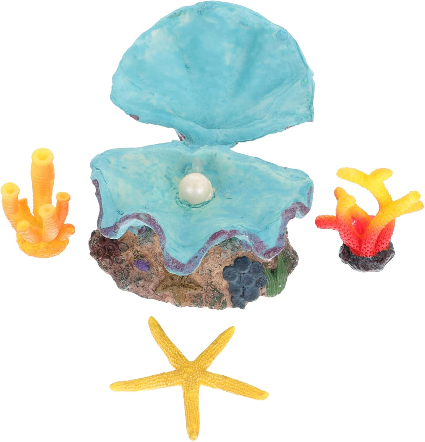 BCOATH 4Pcs Aquarium Decor Realistic Resin Shell Coral Ornaments for Fish Tank Stable Fade-Resistant Simulation Shell Decor for Aquatic Environments image number 2