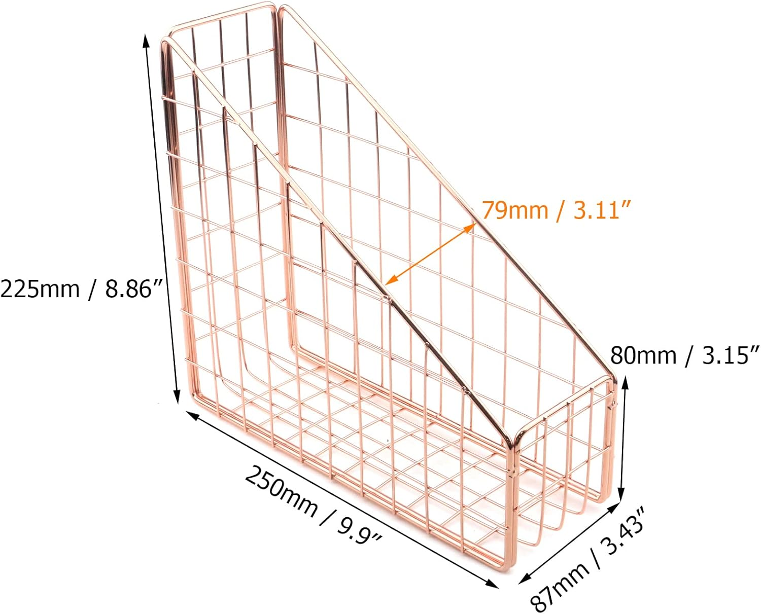 Coshar Minimalist File Holder Metal Wires Magazine Organizer Document Rack Letter File Storage Organizer Desktop Accessory - Rose Gold image number 1