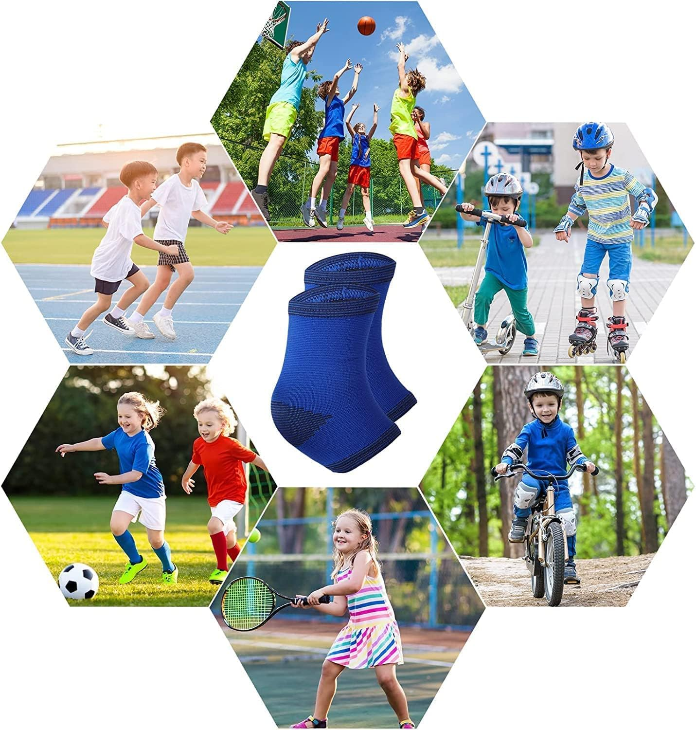 Kids Ankle Compression Socks Elastic Ankle Compression Sleeve Sports Ankle Support Brace for 5-12 Years Boys and Girls,2 Pairs Kids Ankle Brace image number 6