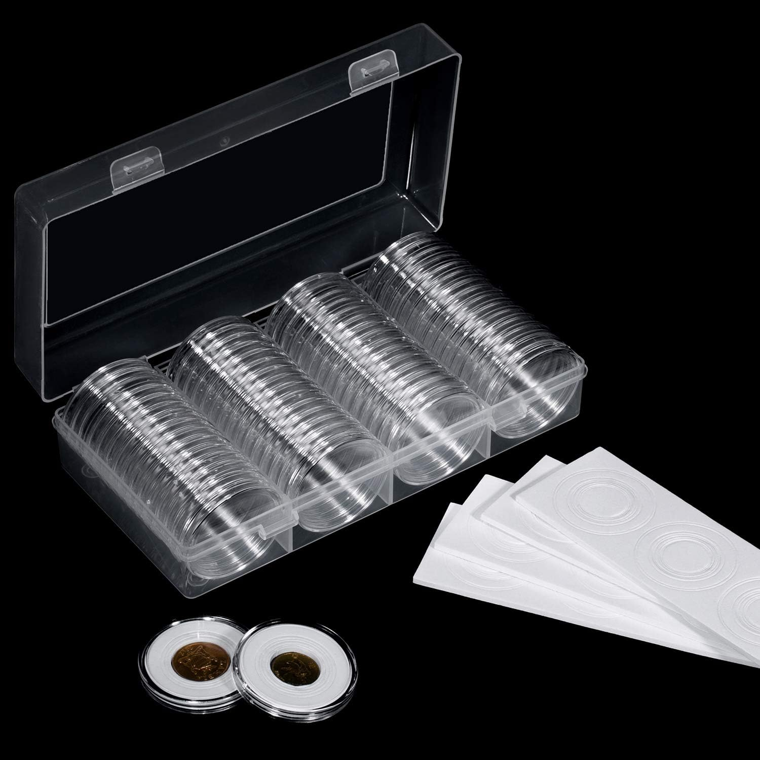 FRIMOONY 41Mm Coin Capsules, with Foam Gasket and Plastic Storage Box, for Coin Collection image number 6