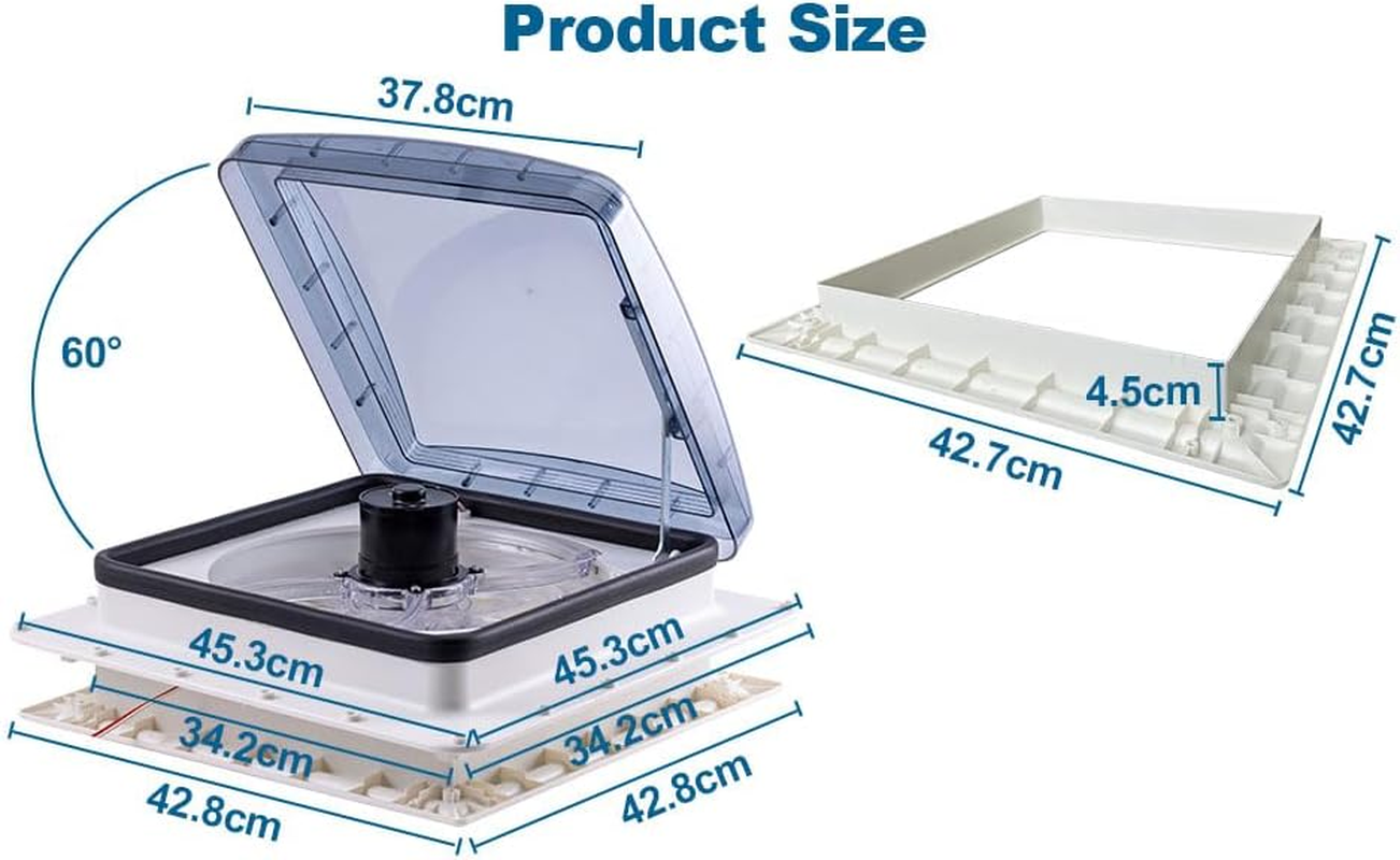 Caravan Roof Vent Fan,40X40Cm,Automatic Rain Sensor,10-Speeds and Reversible Airflow, Remote Control,Campervan Roof Vent Fan image number 5