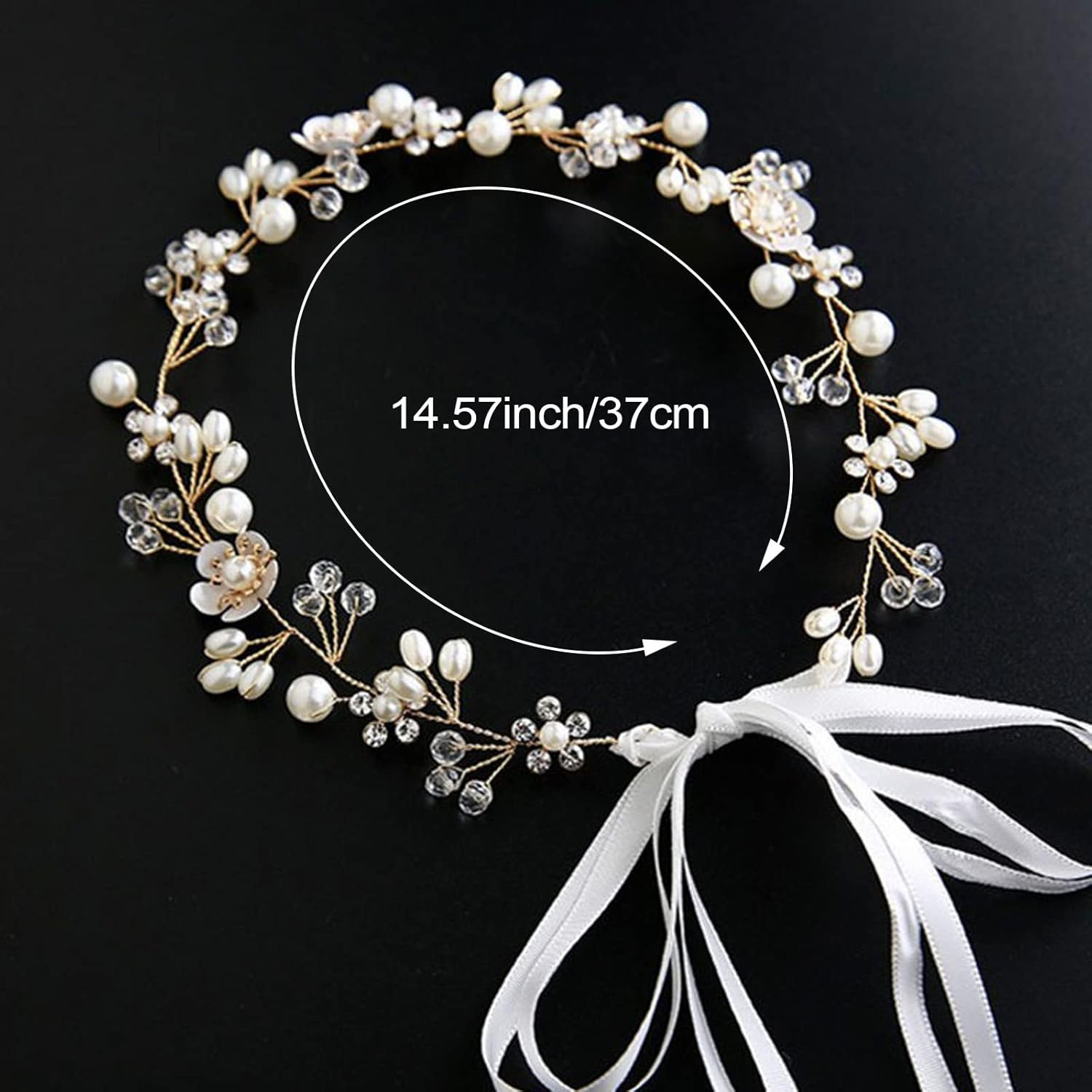 Wedding Hair Accessories for Kids, Flower Girl Headpiece Flower Girl Headband White Flower Headband Pearl Hair Dress for Girl Cute Bridal Wedding Hair Band