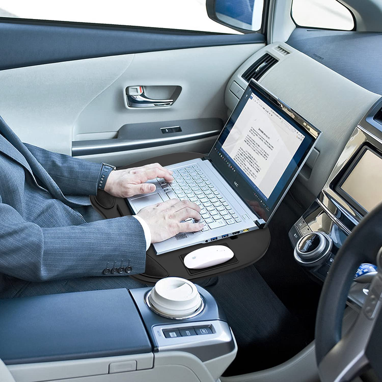 Boperzi Lap Desk with Cushion - Home Office Lap Stand for Bed, Portable Laptop Desk with Anti-Slip Strip, Bed Table Tray for Notebook, Fits up to 14 Inch Tablet - Black image number 4