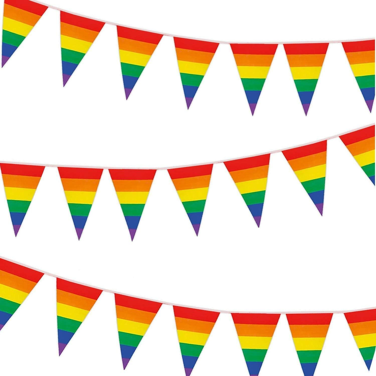 Pride Rainbow Bunting Flags, Gay Pride LGBTQ+ Decoration Bunting, 3.6M Rainbow Banner 10 Flags, for Parties Festivals Celebration Car Home Mardi Gras Hanging Decor