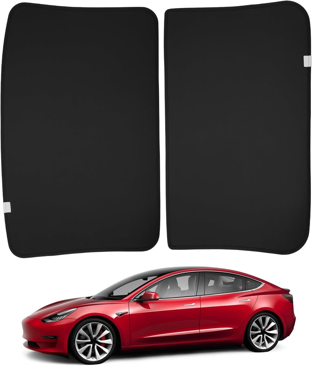 BASENOR Tesla Model 3 Sunshade Front & Rear Glass Roof Sun Shades with Skylight Reflective Covers Set of 4 Model 3 2017-2020 image number 4