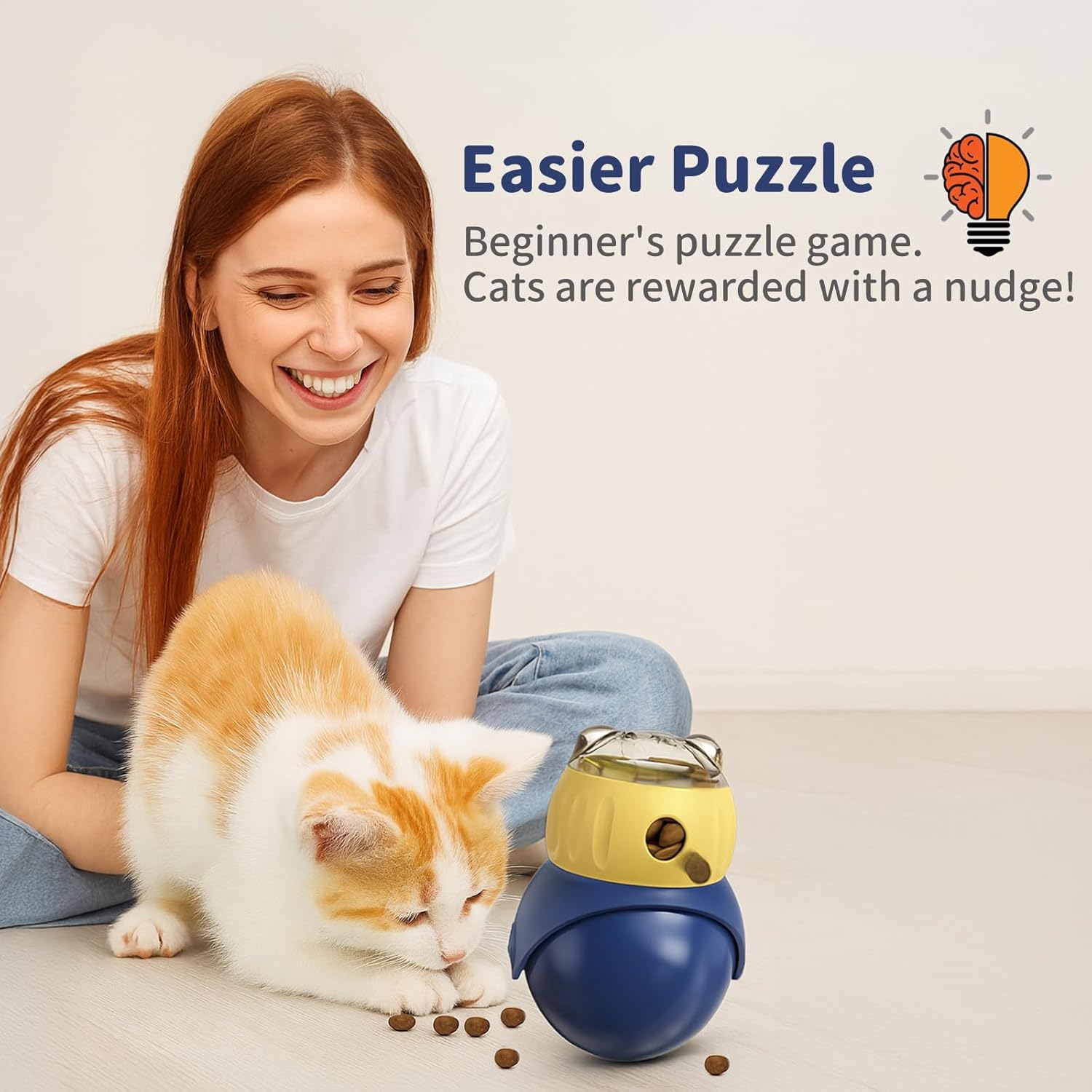 Joybruko Interactive Cat Toys Treat Puzzle - for Indoor Cats Weight Loss Wobble Tumbler Feeder Food Dispenser, Fun Sliding Rolling, Enrichment Portion Control Slow Feeder for Kittens & Adult Cats image number 5