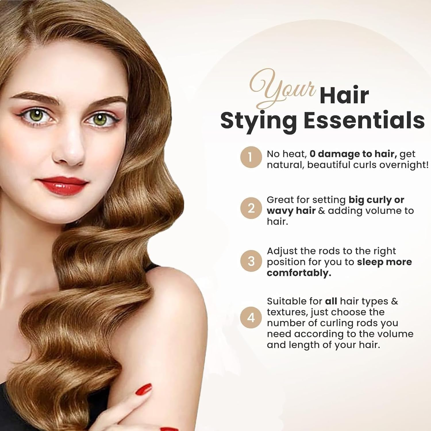 3PCS Heatless Curlers,Heatless Curlers Headband,Hair Curlers No Heat,Overnight Blowout Flexi Rods for Hair,Soft Velvet Heated Rollers for Medium Length/Long Hair