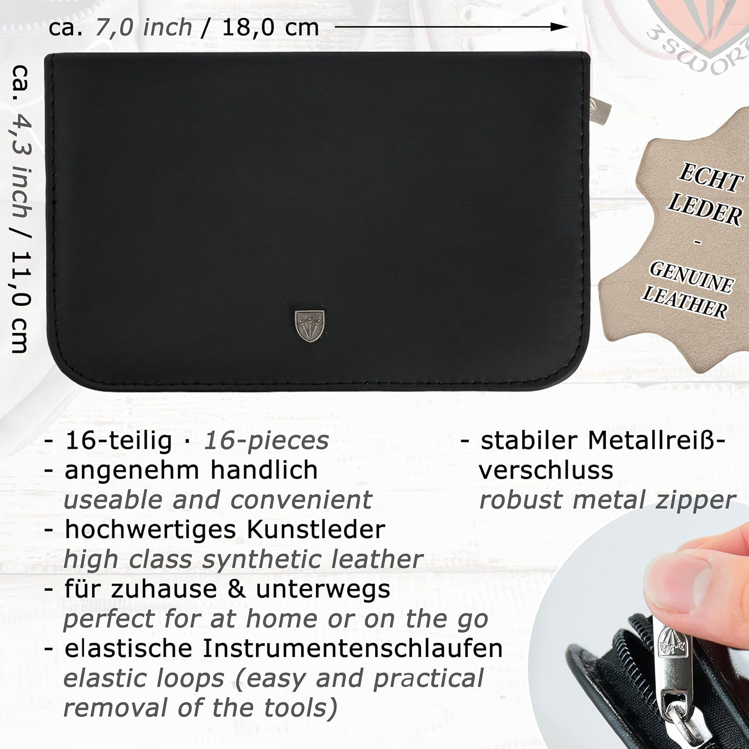 3 Swords Germany &ndash; Manicure Pedicure Grooming Set Kit (548) - Burgundy - Laquered image number 4