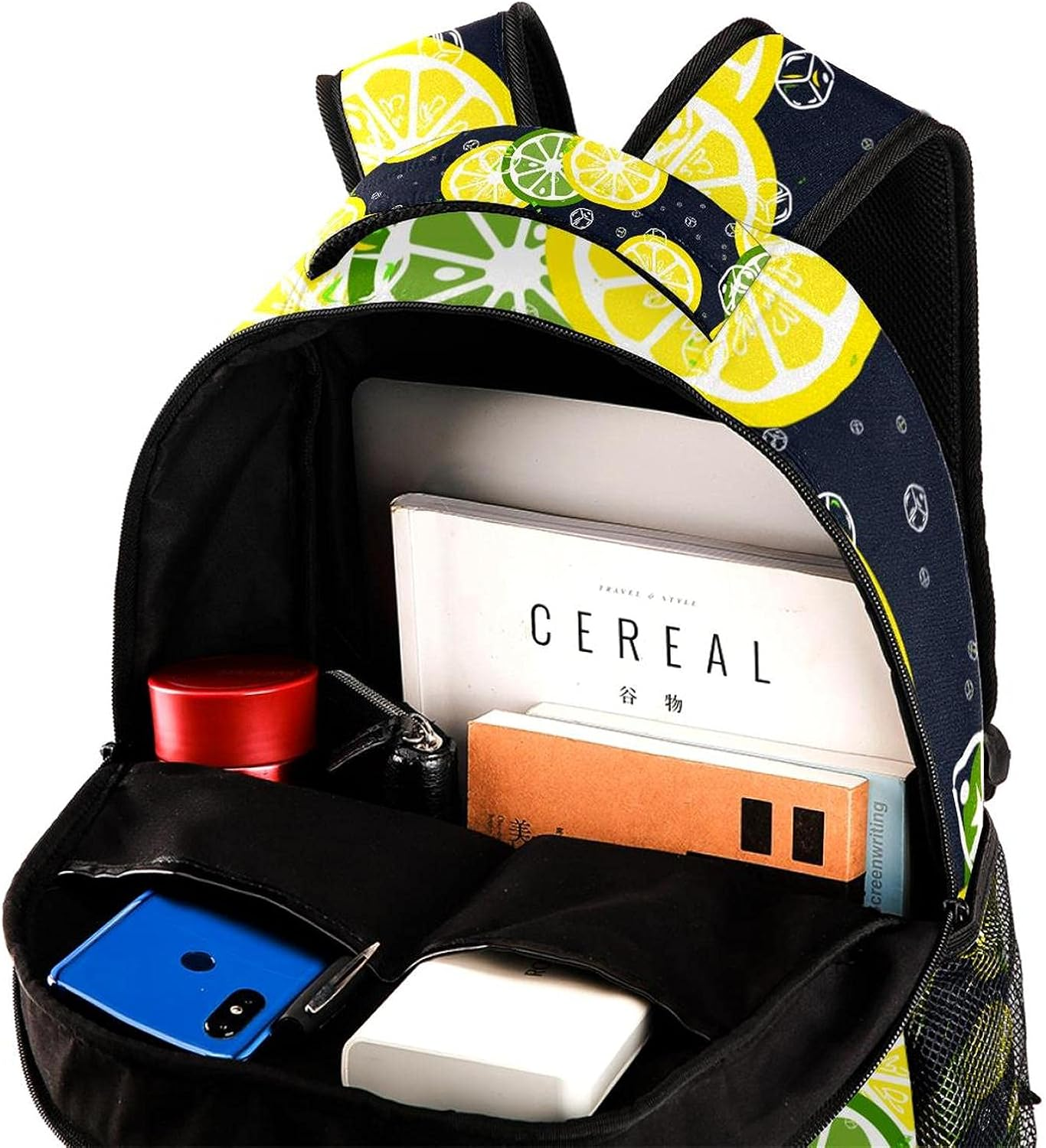 Fruity Lemons and Limes Backpack Students Shoulder Bags Travel Bag College School Tote Backpacks image number 1