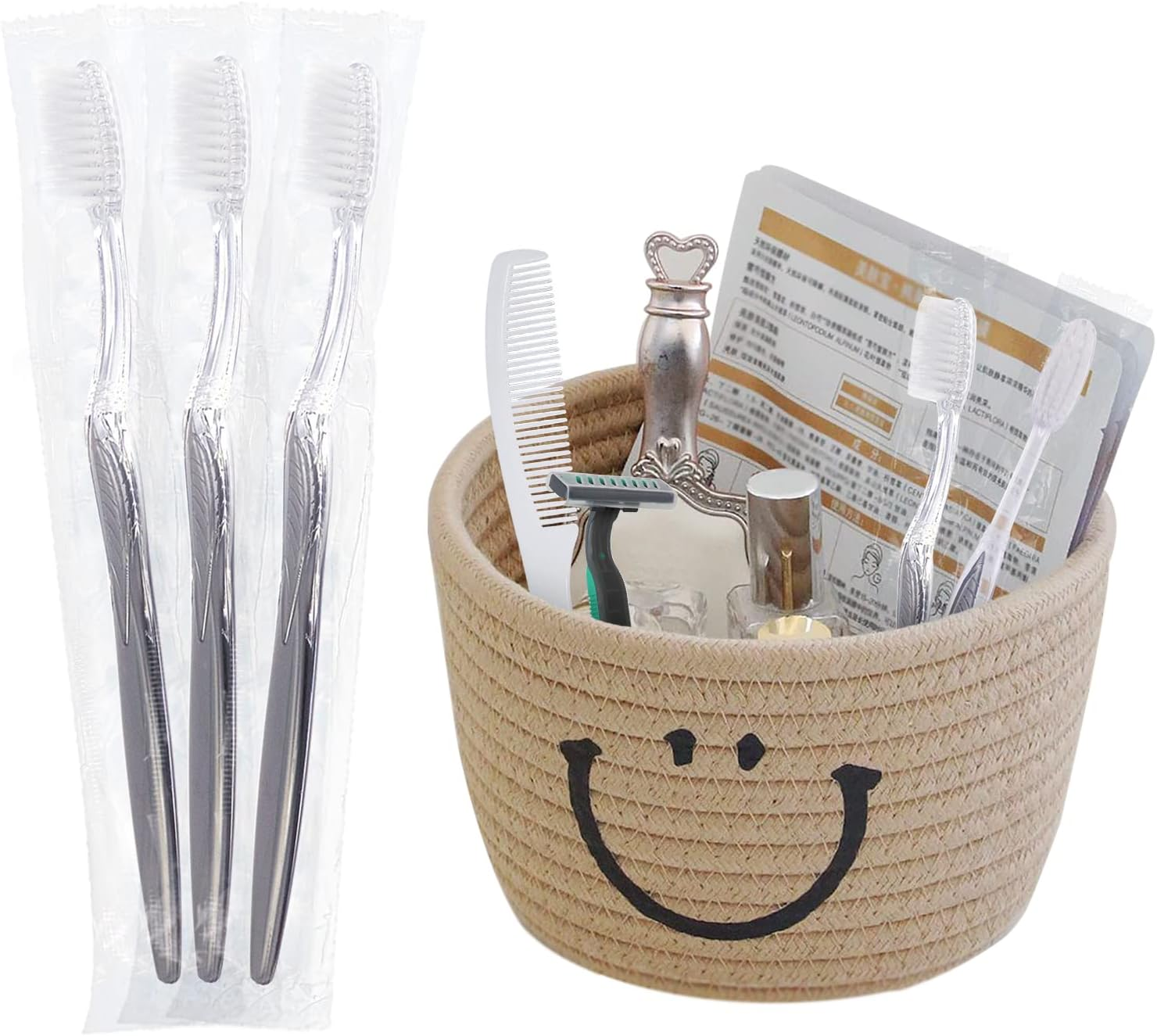 Fkyzixeh Grey Handle Toothbrush Bulk, Disposable Toothbrushes Individually Packaged, Toothbrush for Travel, Hotel and Homeless (50 Pack) image number 3