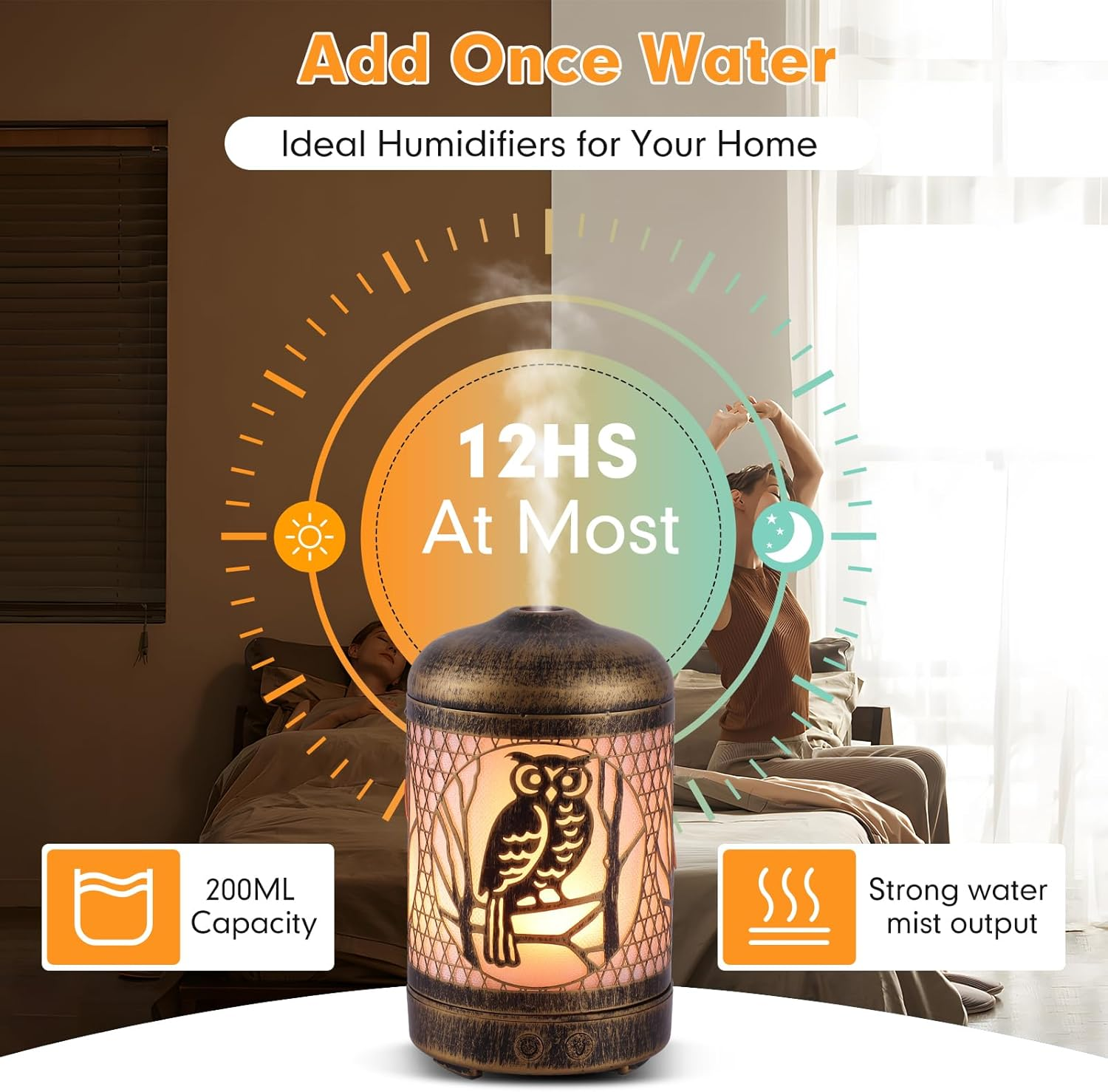 Owl Essential Oil Diffuser,Aromatherapy Diffuser Air Led Diffuser Infuser Aroma Diffuser Small Light Mini Diffuser Oil Machine Essential Oils for Diffusers for Home Large Room Office