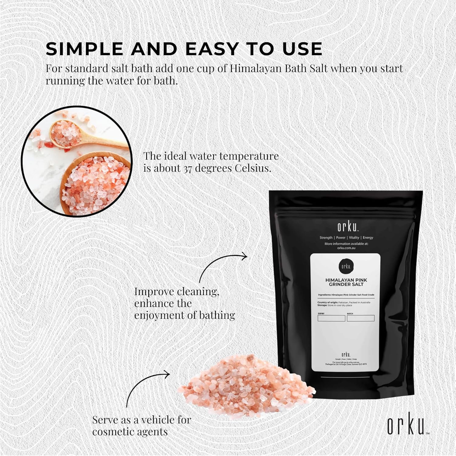 200G Pink Himalayan Bath Salts - Natural Crystal Rocks - Spa Therapy Body Scrub image number 2