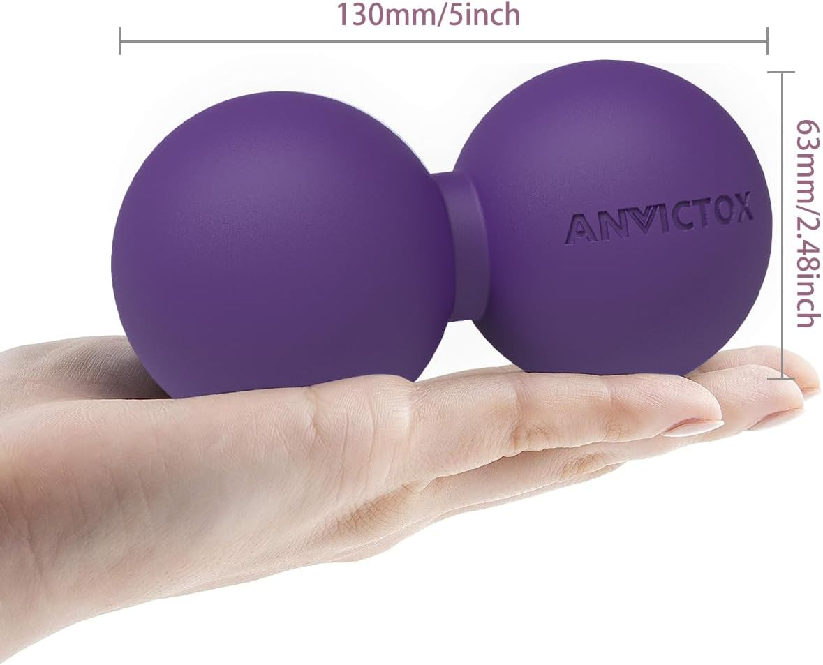 ANVICTOX Peanut Massage Ball, Double Lacrosse Ball for Sore Muscles,Myofascial Release Massager Ball for Deep-Tissue Massage Muscle Knots Yoga Therapy (Purple) image number 6