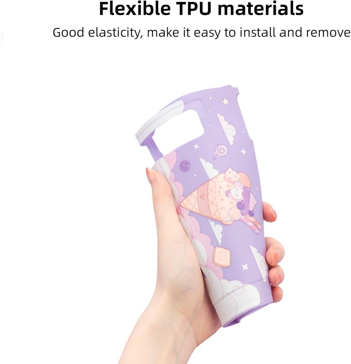 Geekshare Protective Case for Switch, Soft TPU Slim Case Cover Compatible with Switch Console and Game Console (Ice Cream Cat) image number 2