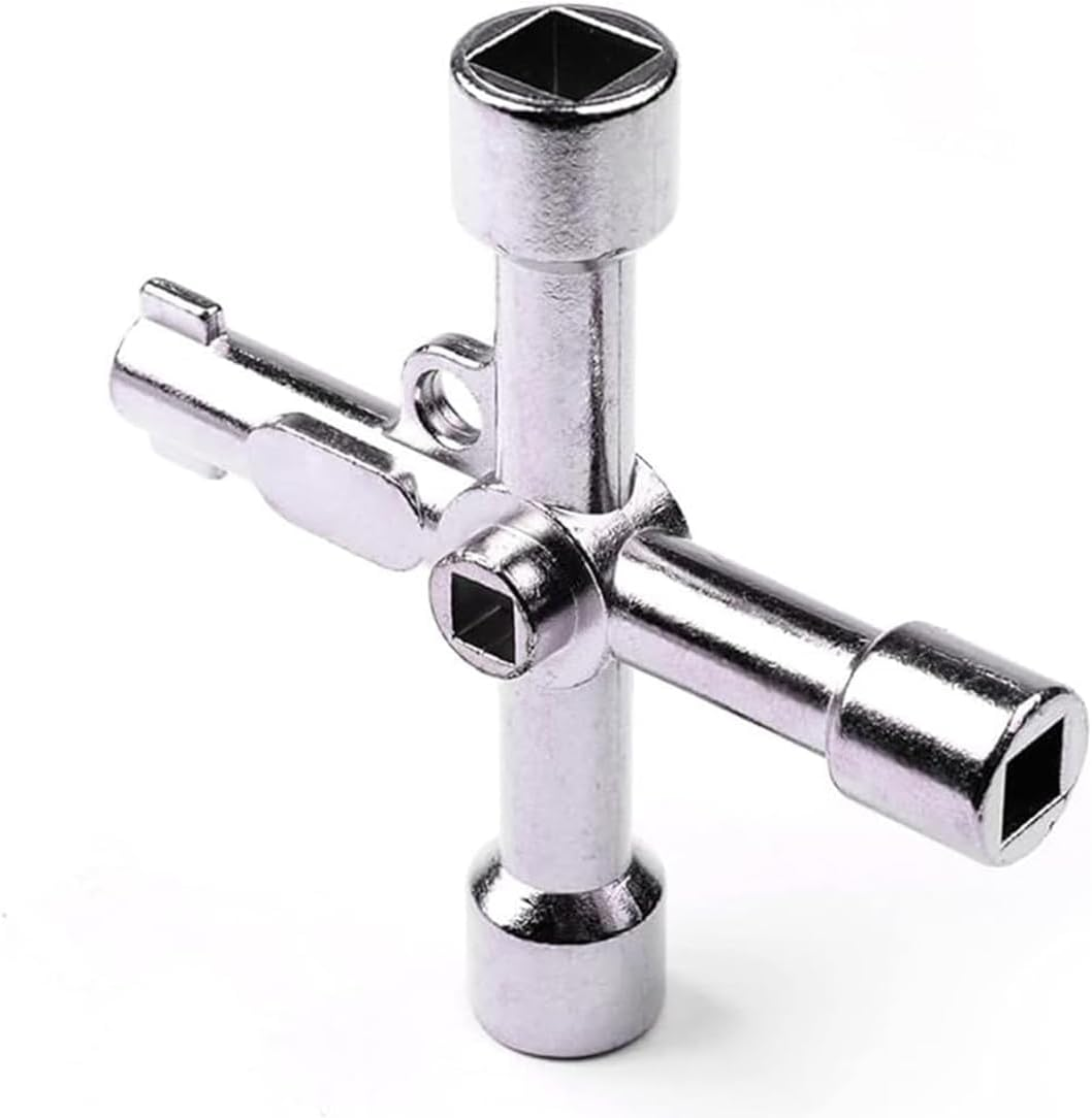 2 Pack Electrical Cabinet Key, 4 Way Utilities Key, 4 in 1 Triangle Square Panel Cross Key Wrench for Faucet Gas Meter Valve Spigots Electrical Cabinet Plumbing Plumber Opening (Silver) image number 1