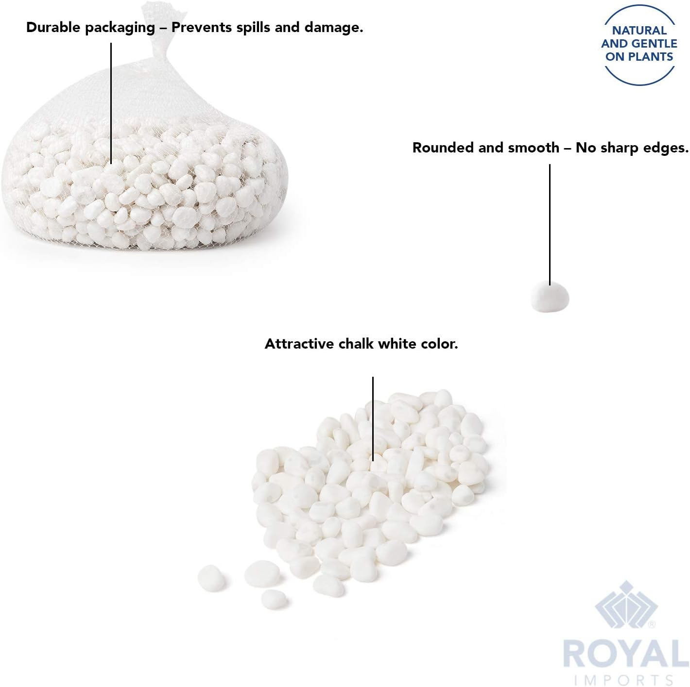 Royal Imports 5Lb Decorative Ornamental River Pebbles Rocks for Fresh Water Fish Animal Plant Aquariums, Landscaping, Home Decor Etc. with Netted Bag (Small, Light) image number 2