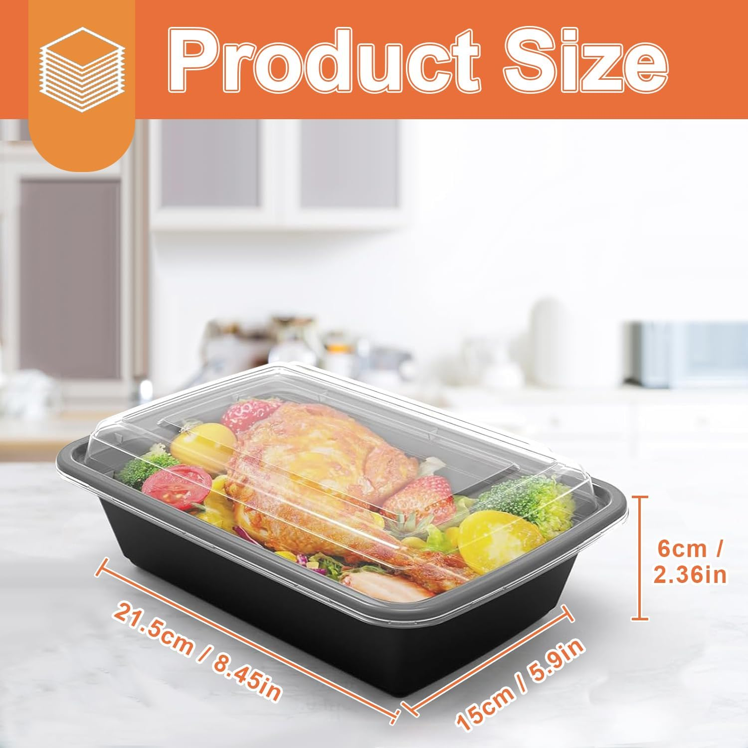 10 Pack Meal Prep Containers, 32 Oz Food Storage Container with Lid, Lunch Box Reusable, Plastic Containers BPA Free Take-Out Box Microwave Dishwasher Freezer Safe image number 5