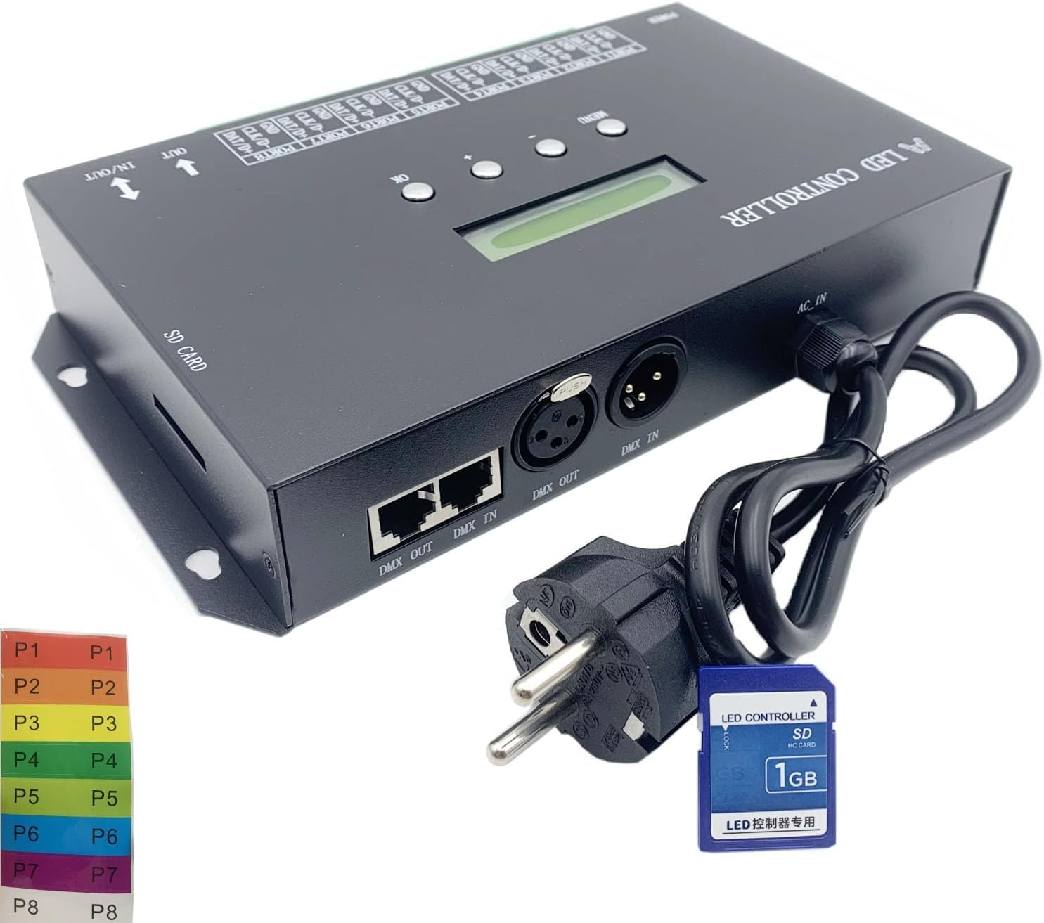 H807SA 8CH Artnet/Dmx to Spi LED Pixel Controller with SD Card for Ws2811 Ws2812B Ws2815 Ws2813 Apa102 LED Strip